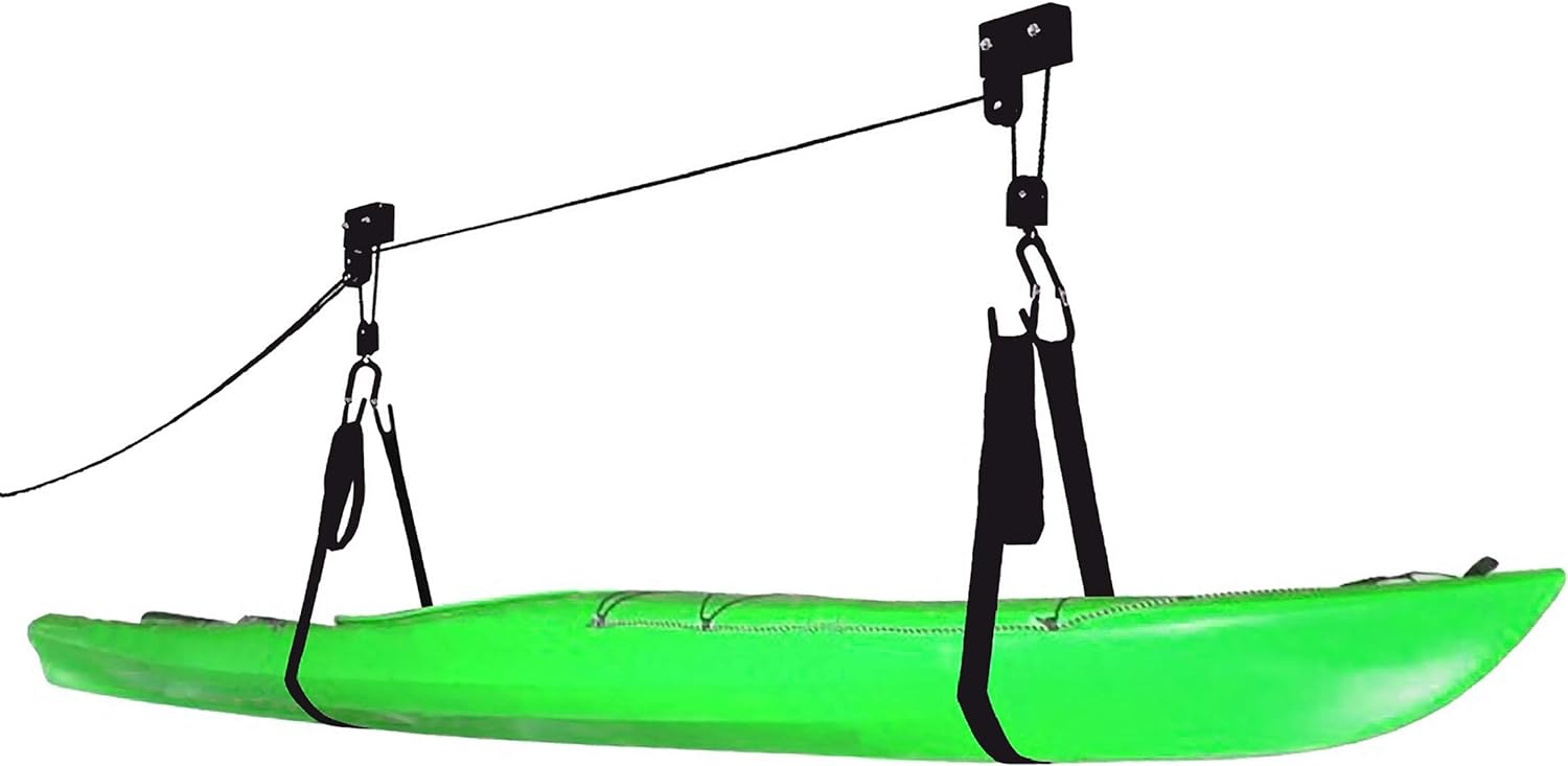 Kayak Hoist - Overhead Garage Storage - Pulley System with 125lb Capacity for Kayak, Canoe, or Bicycle by Bike Lane