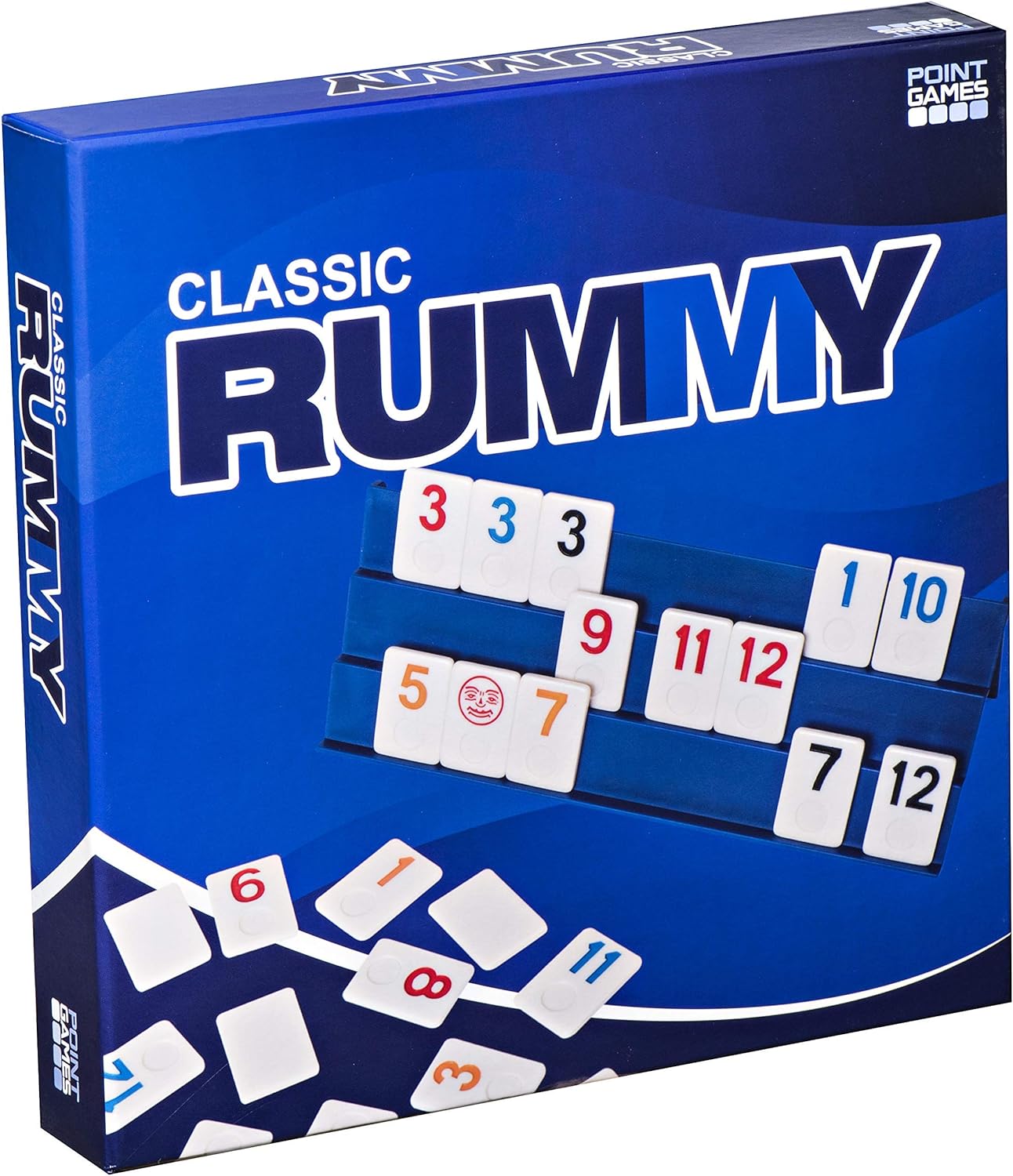 Point Games, Classic Rummy Cube Game, with Full-Size Three Tier Exclusive Folding Playing Racks, 2-4 Players, Great Gift