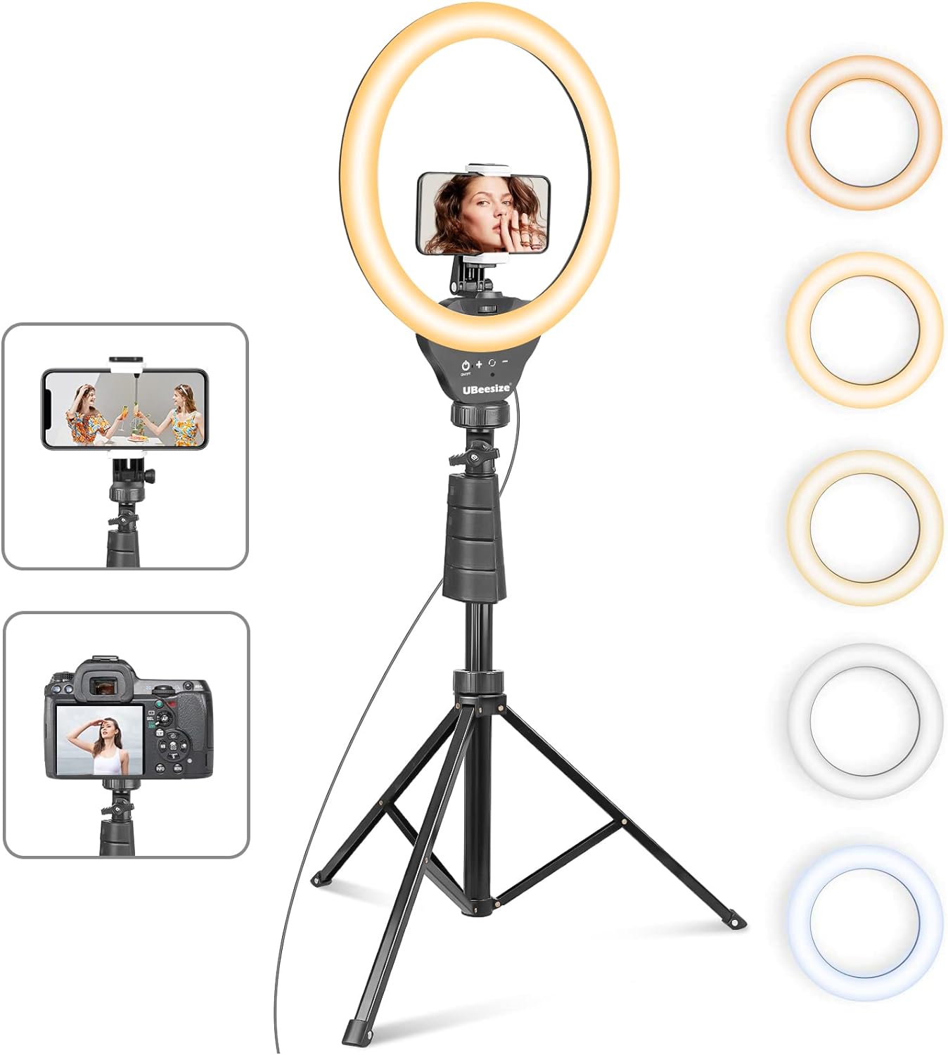 UBeesize 12'' Selfie Ring Light with 62 Tripod Stand for Video Recording, Live Streaming(YouTube, Instagram, TIK Tok), Compatible with Phones, Cameras and Webcams