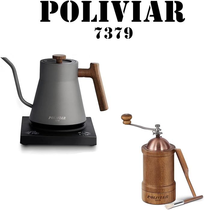 POLIVIAR Electric Gooseneck Kettle & Manual Coffee Grinder