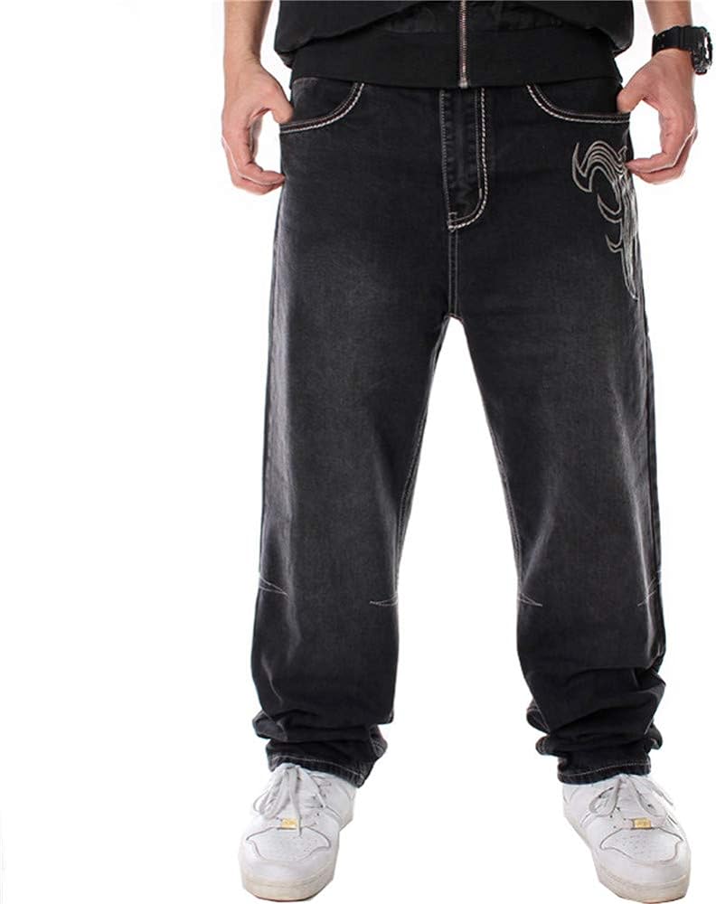 LUOBANIU Men's Vintage Hip Hop Style Baggy Jeans Denim Loose Fit Dance Skateboard Pants