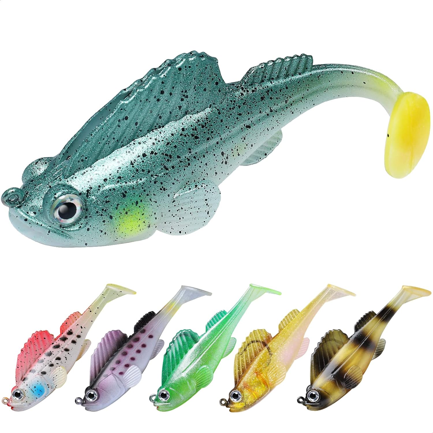 TRUSCEND Pre-rigged Fishing Jigs for Freshwater and Saltwater, 1:50 Super Durable TPE Fishing Lures, Well-made Lifelike Shrimp Crayfish Swimbait, Weedless Lure for Bass Trout Walleye, Keep Separately!