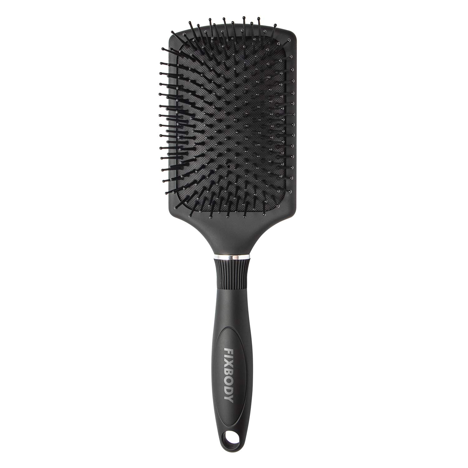 FIXBODY Paddle Brush with A Large Cushion, Smoothing Detangling Brush for Long Thick Hair, Both Wet & Dry - Black Mate