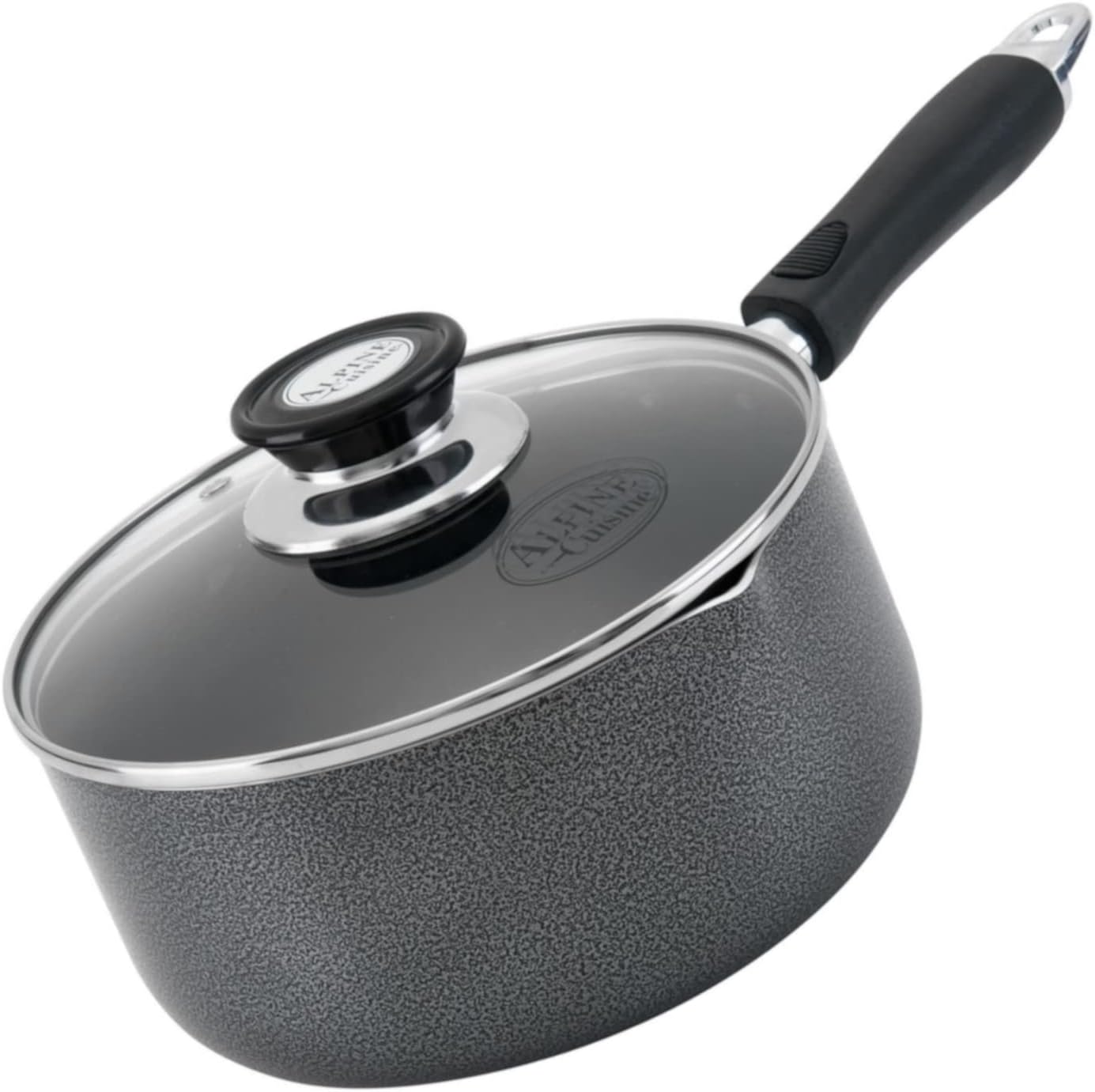 Alpine Cuisine Sauce Pan 1.5 Quart Nonstick Coating Soft Touch Bakelite Handle with Glass Lid, Nonstick Sauce Pans for All Stoves, Multipurpose Use for Home Kitchen & Restaurant - Dishwasher Safe