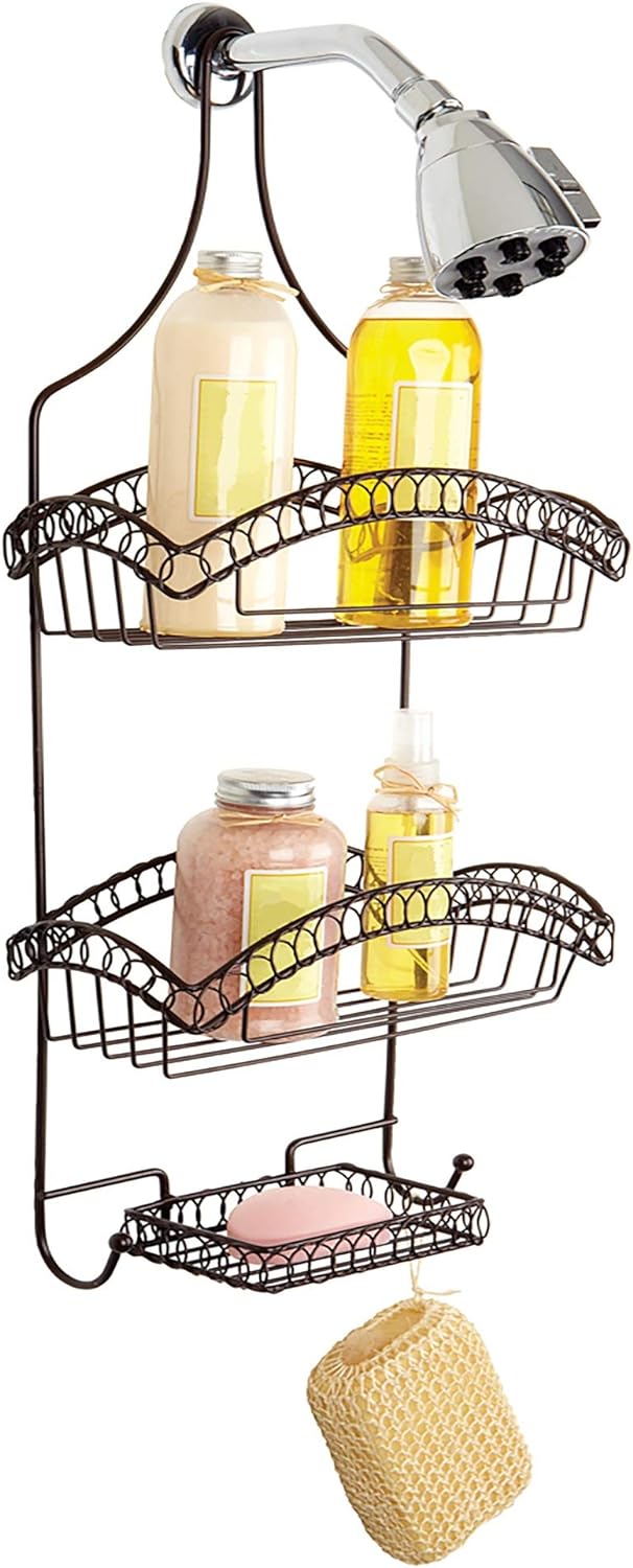 Bath Bliss Bathroom Shower Caddy, Hangs Over the Shower Head, Storage and Organization, Rust