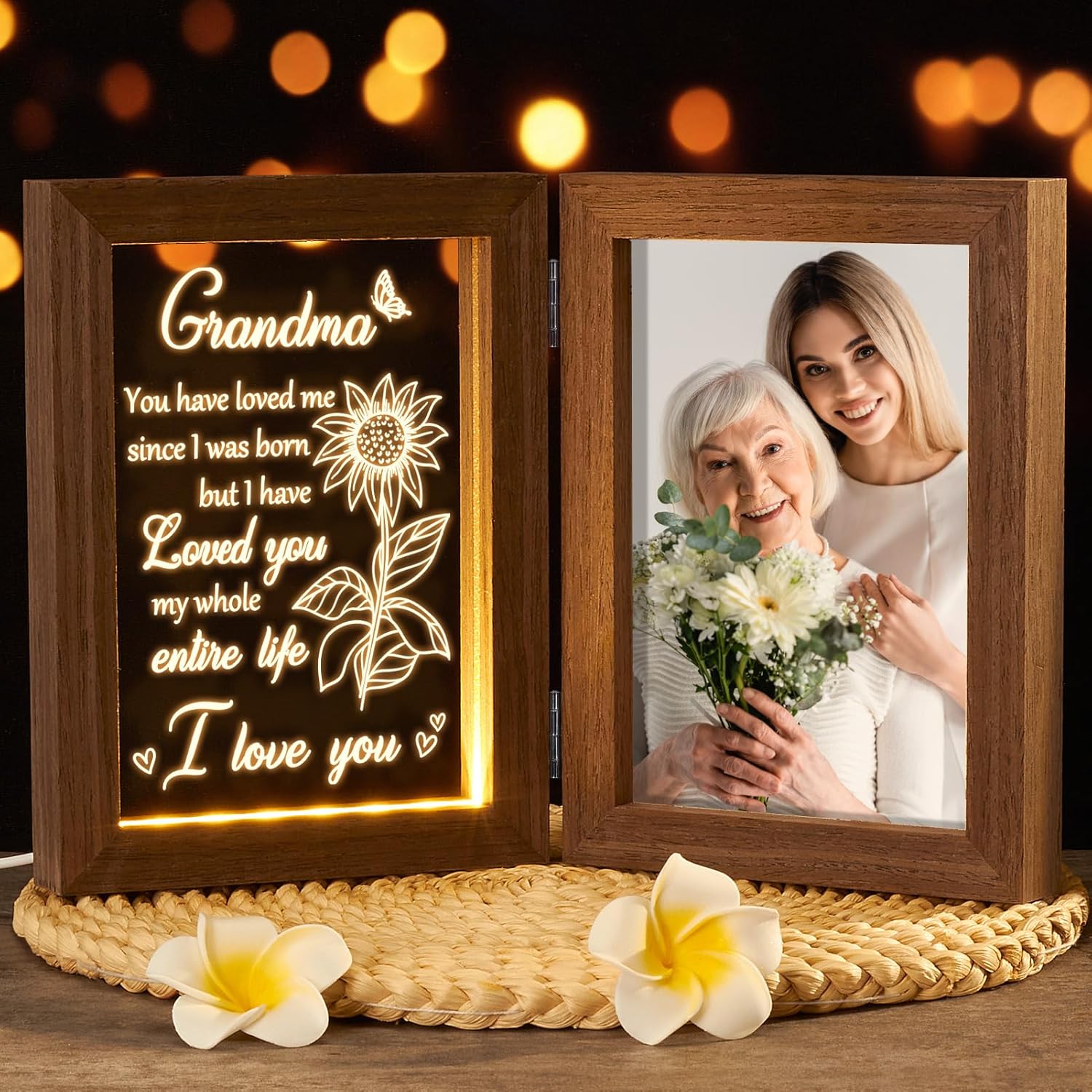 Grandma Gifts Birthday Gifts for Grandma from Grandkids Granddaughter Grandson, Night Light with Grandma Picture Frame 5x7, Mother' Day Gifts for Grandma Nana Gigi Gifts for Grandma, Granny,Mimi