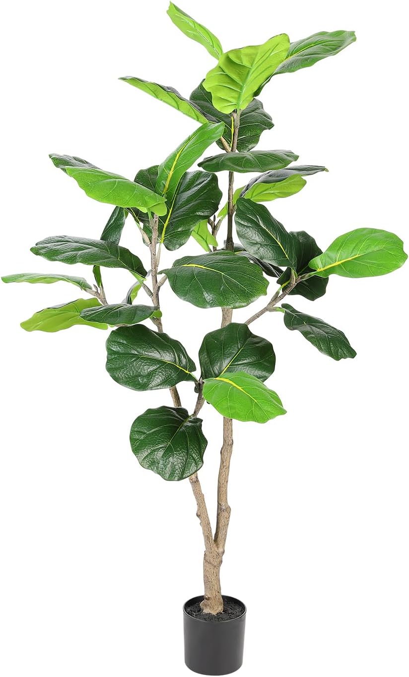 Realead+4ft+Fiddle+Leaf+Fig+Tree+Artificial+-+Fake+Fig+Leaf+Tree+Faux+Plants+in+Plastic+Nursery+Pot+for+Modern+Home+Office+Living+Room+Indoor+Decor%3f