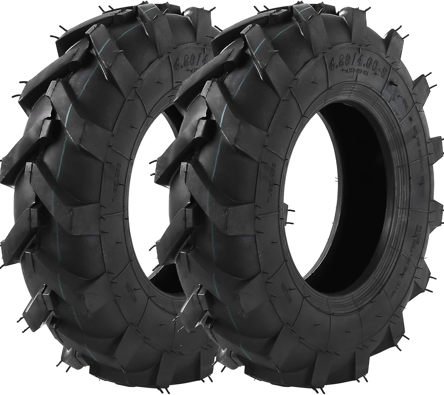 AR-PRO (2-Pack) 4.80/4.00-8 Tires Tubeless, 4.80-8 4.00-8 (4PR) Tractor Tread Lawn Mower Tires, Replacement 16-Inch (OD) Tires for Turf Lawnmower Tractor Golf Cart and Lawn Garden Cart