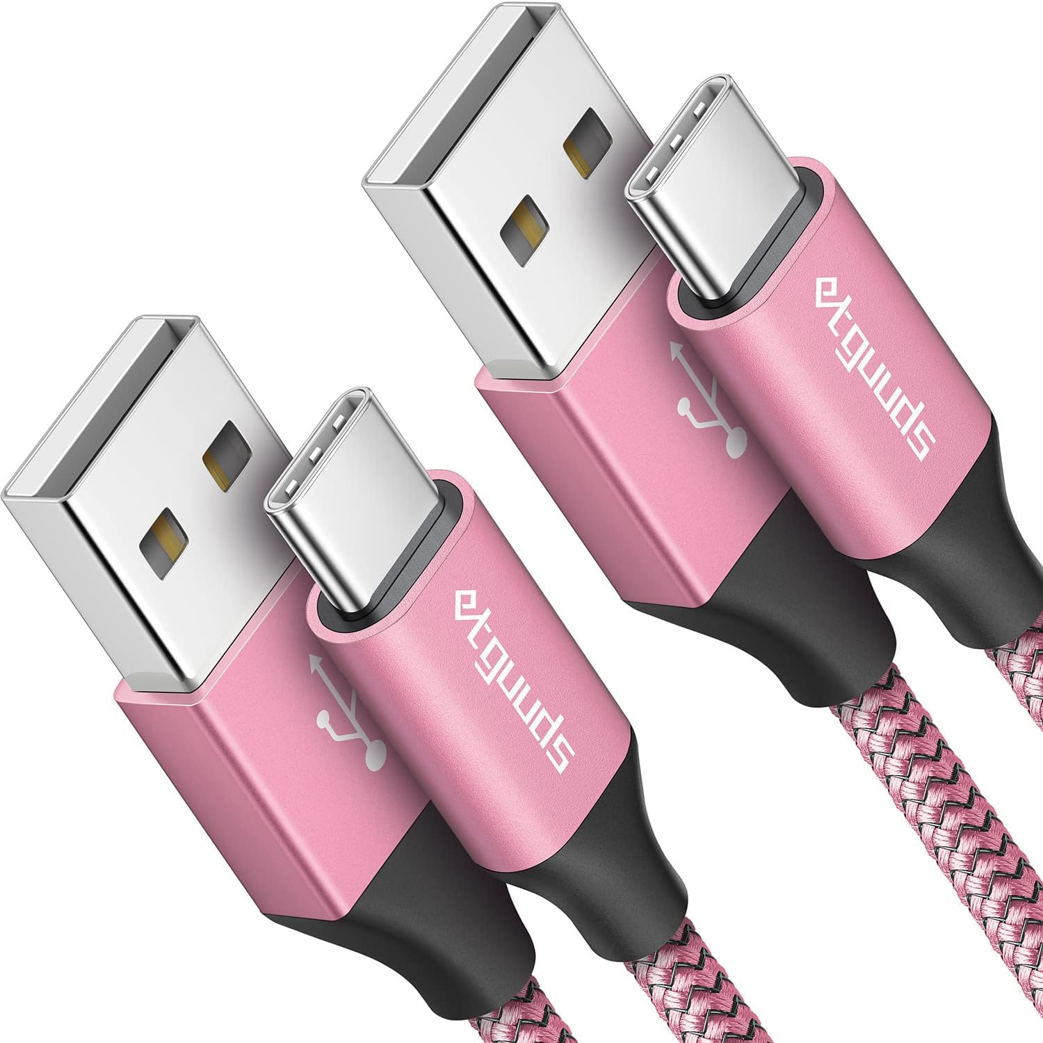 etguuds Pink USB C Cable 4ft Fast Charge, 2-Pack USB A to USB C Type Charger Cord for Samsung Galaxy A10e A11 A13 A03s A32 A52 A53, S23 S22 S21 S20 S10 S10E, Z Fold 4 3/Flip 4 3, Note 20 10 9, Moto G