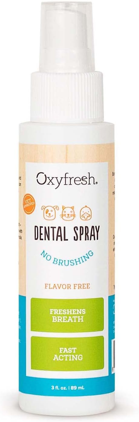 Oxyfresh Advanced Pet Dental Spray  Instant Pet Fresh Breath: Easiest No Brushing Pet Dental Solution for Dogs and Cats  Best Way to Fight Pet Plaque, Keep Teeth & Gums Healthy. 3oz.