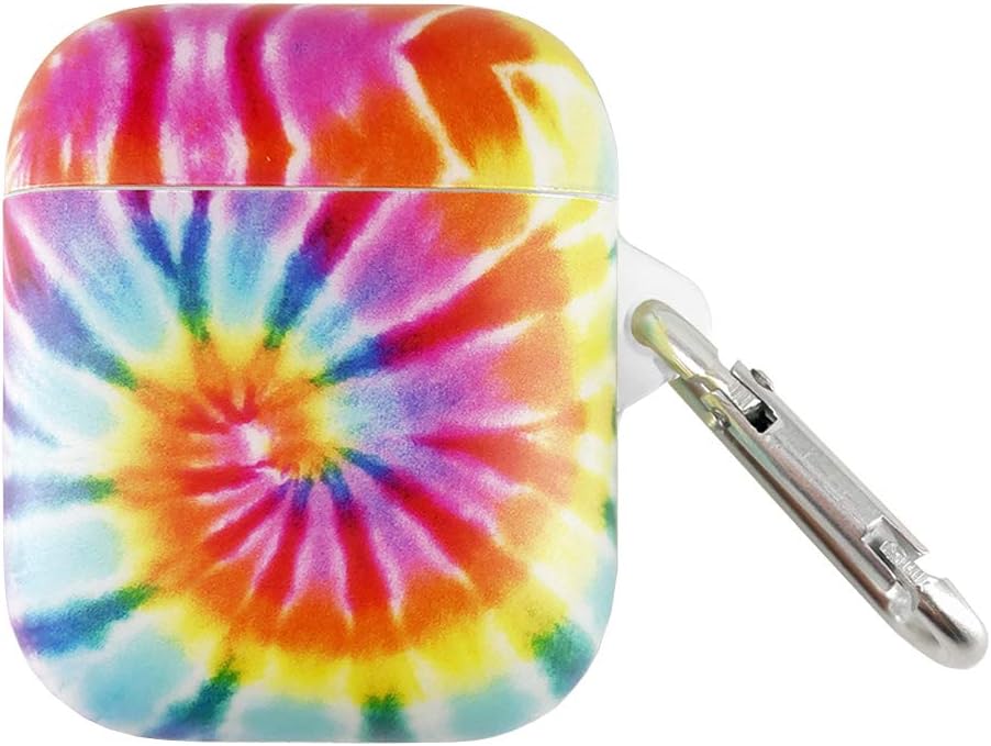 uCOLOR Tie Dye Case for AirPods Full Protective Silicone Shockproof TPU Gel Portable Cover Skin with Key Chain for Earphone AirPods 2/1 Charging Case
