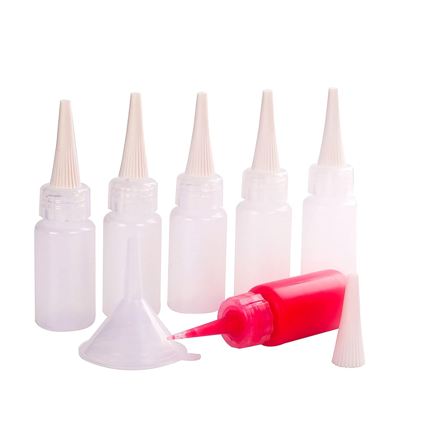 Falling in Art 1oz Needle Tip Squeeze Bottle, Precision Tip Applicator Bottle with a Funnel for Small Gluing Projects, Acrylic Painting, 6 Pack