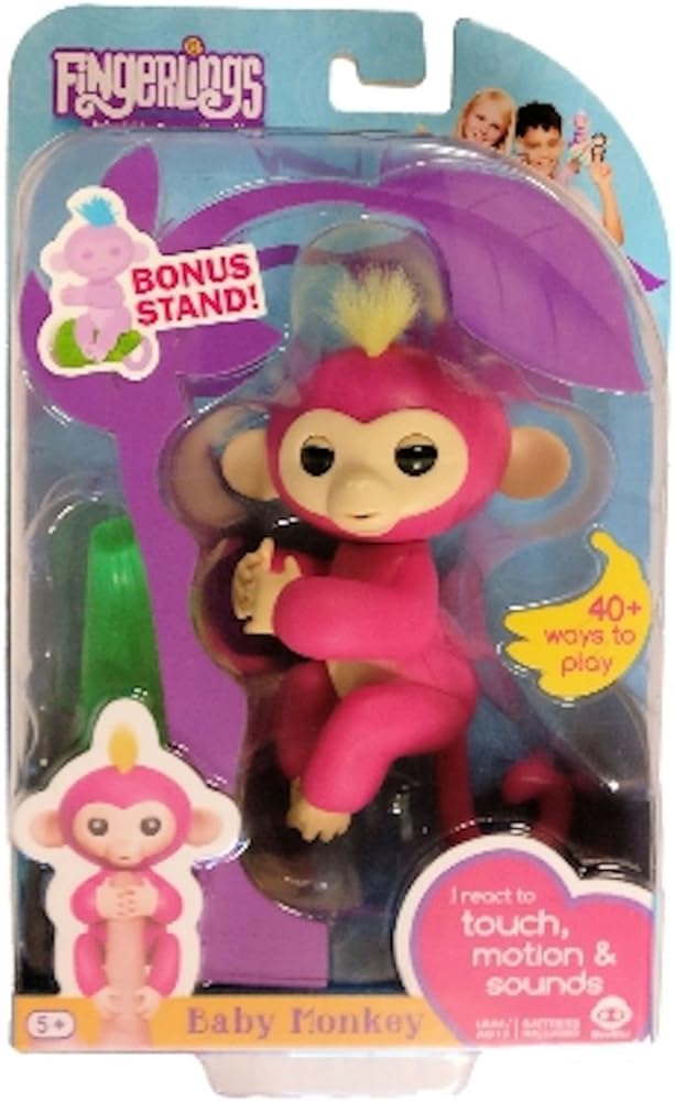 Fingerlings Baby Monkey - Bella - Pink (Includes Bonus Stand)