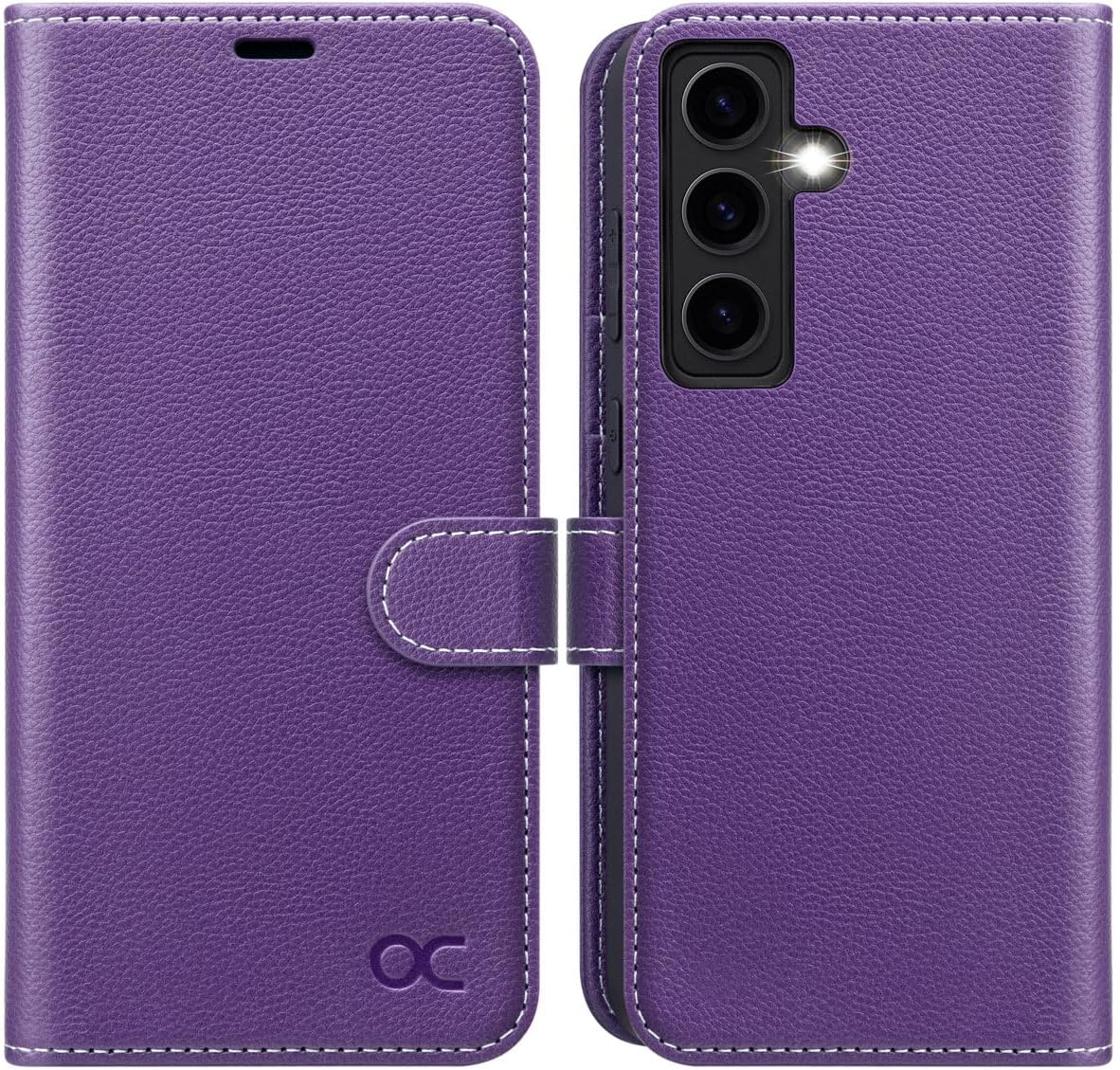 OCASE Compatible with Galaxy S24 5G Wallet Case, PU Leather Flip Folio Case with Card Holders RFID Blocking Kickstand [Shockproof TPU Inner Shell] Phone Cover (2024), Litchi Purple