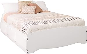 Prepac Mate's Queen 6-Drawer Minimalist Platform Storage Bed, Contemporary Queen Bed with Drawers 81.5" L x 63" W x 18.75" H, White, WBQ-6200-3K