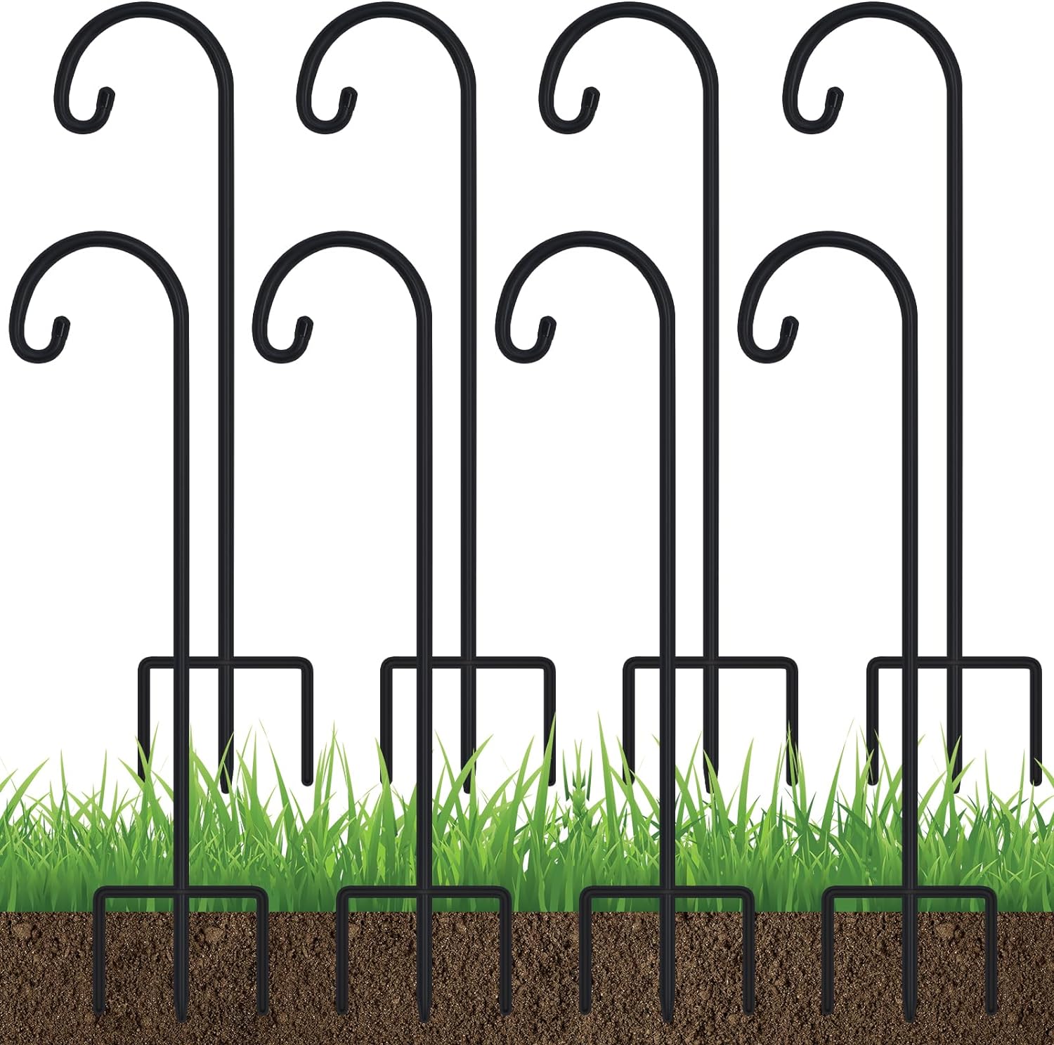 FEED GARDEN Adjustable 48 Inch Small Shepherd Hooks for Outdoor, Garden Hooks for Lanterns, Shepard Hooks for Hanging Plants, Bird Feeders, Solar Lights, Mason Jars, Weddings Decor,8 Pack