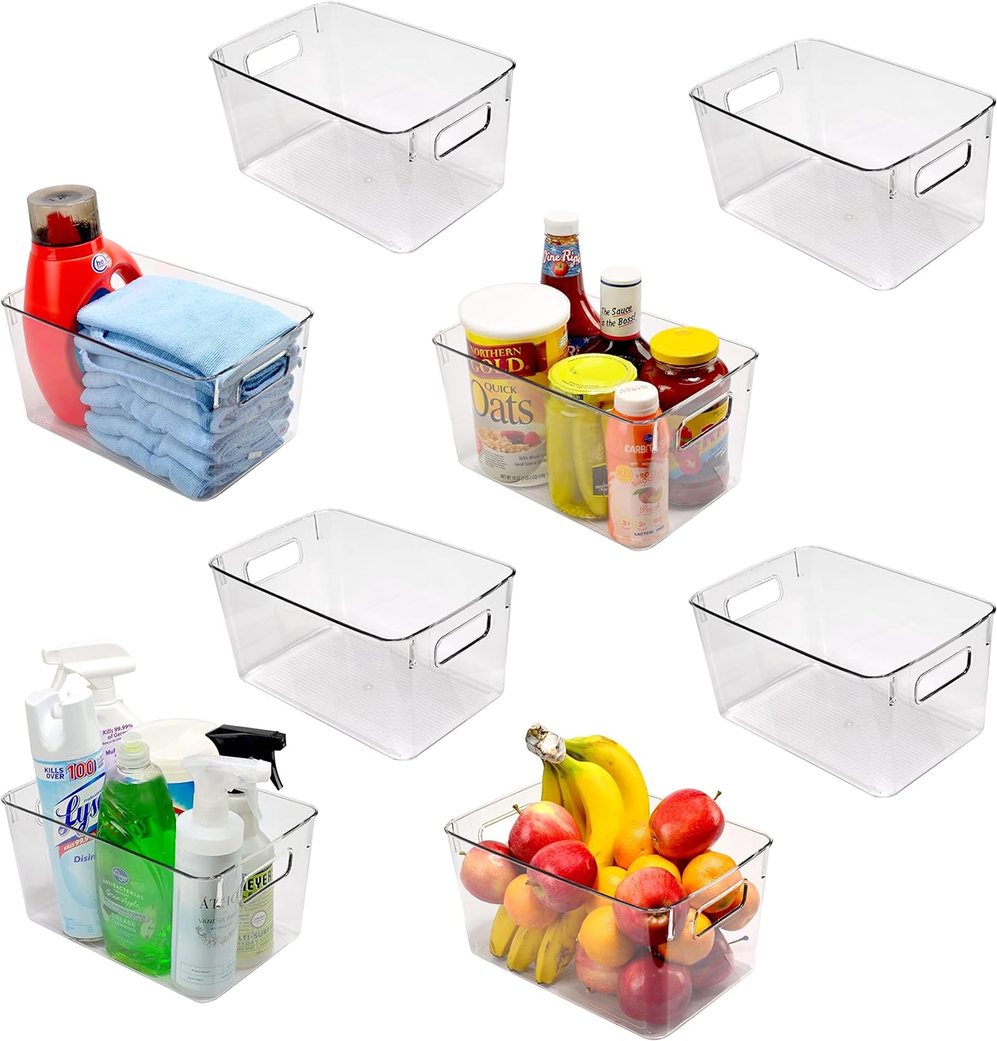 Clear Plastic Storage Bins, 8 Pack Pantry Organizers and Storage with Handle, Pantry Storage for Fridge, Freezer, Kitchen Cabinet, Pantry Organization and Storage, BPA Free (11x8x6 )