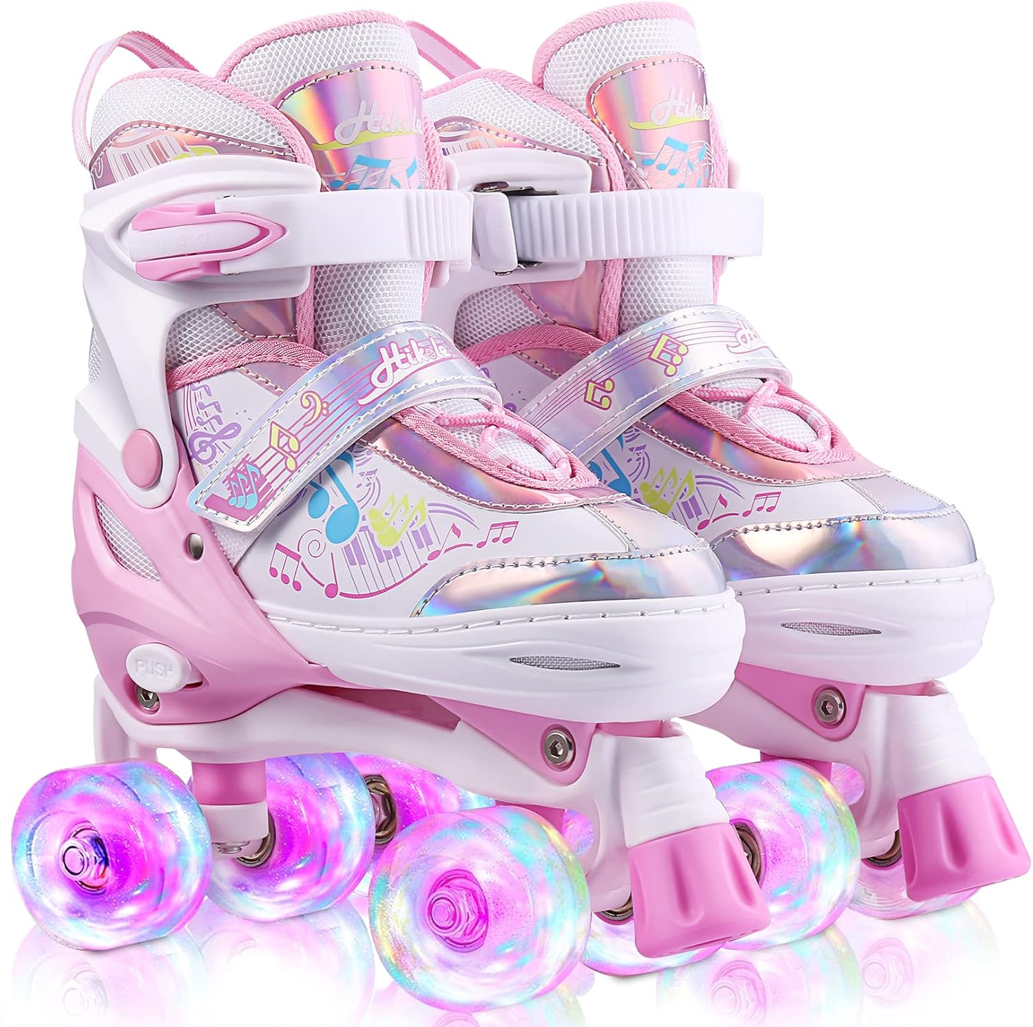 Hikole Roller Skates for Girls and Boys,4 Size Adjustable Kids Roller Skates with 8 Light Up Wheels,Toddler Skates for Outdoor & Indoor