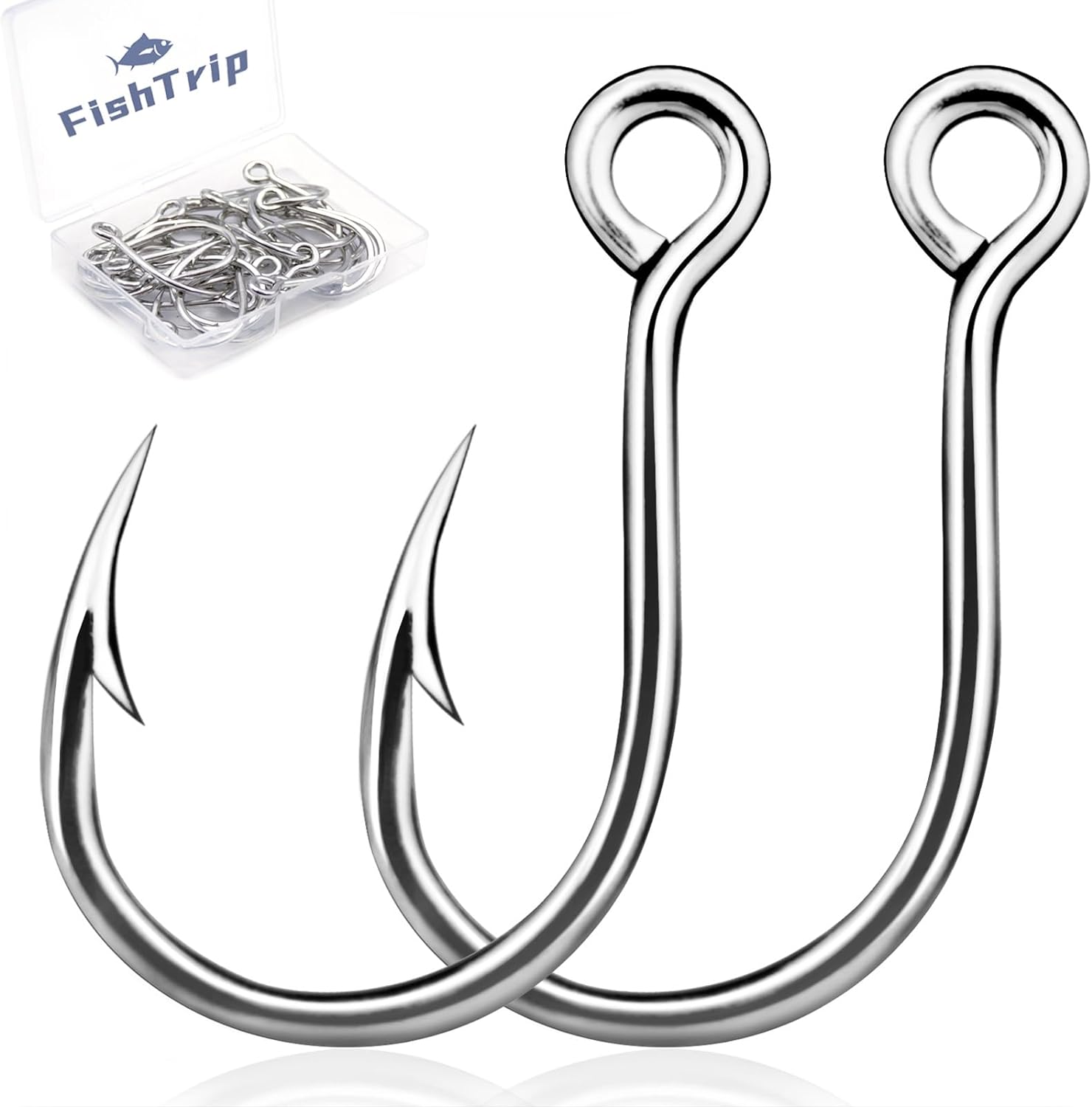 Fishing Inline Single Hooks - in Line Hooks for Treble Hook Replacement for Lures Plugs Saltwater Freshwater Size 6 4 2 1 1/0 2/0 3/0