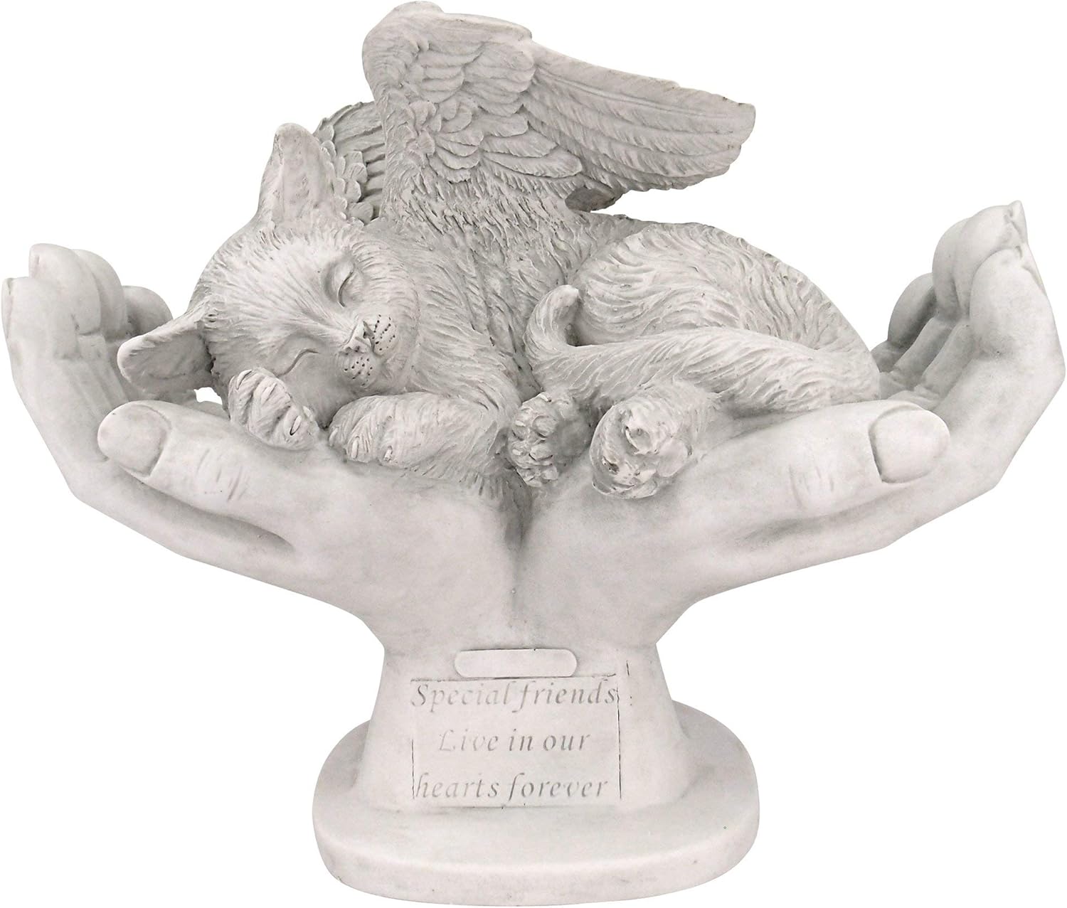 Design Toscano KY69909 Pet Grave Memorial Outdoor Garden Statue Monument, 15 inches wide, 12 inches tall, CAT IN GODS HANDS