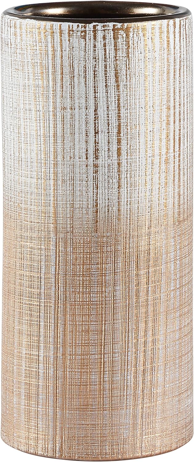 Amazon Brand - Rivet Rustic Round Stoneware Indoor Outdoor Flower Plant Home Decor Cylinder Vase, 4