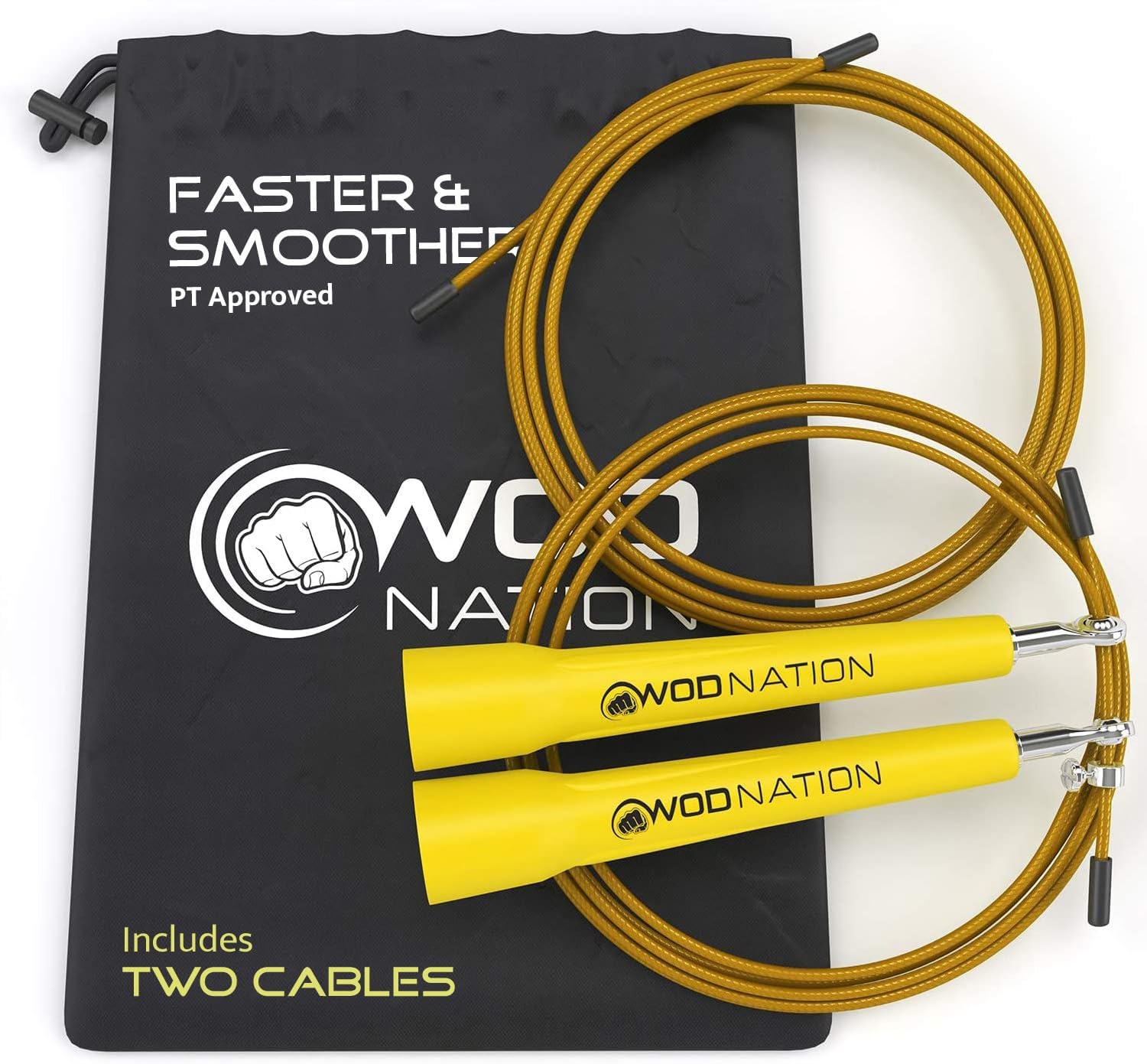 WOD Nation Adjustable Speed Jump Rope For Men, Women & Children - Blazing Fast Fitness Skipping Rope Perfect for Boxing, MMA, Endurance