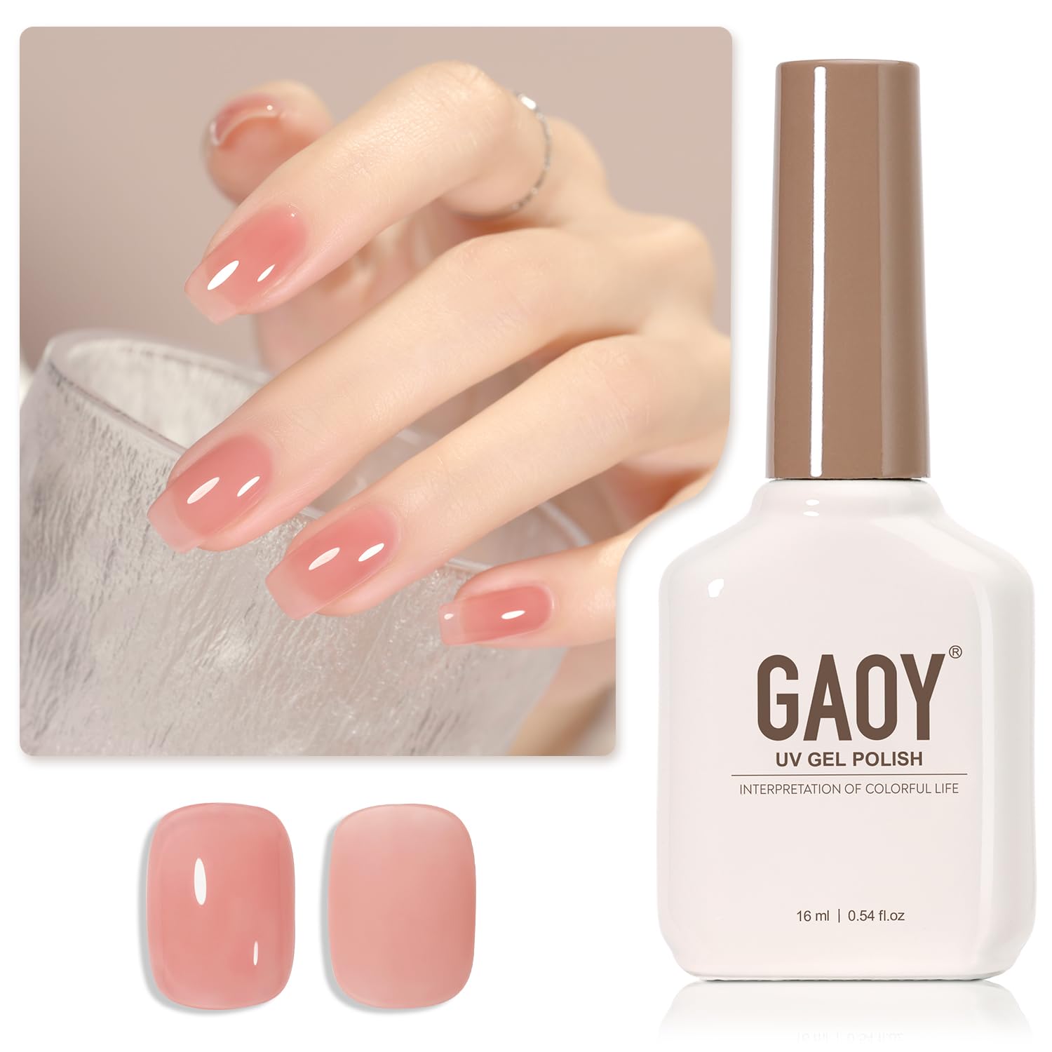 GAOY Jelly Nude Gel Nail Polish, 16ml Sheer Pink Translucent Gel Polish, UV Light Cure for Nail Art DIY, 1719 Blush Pink