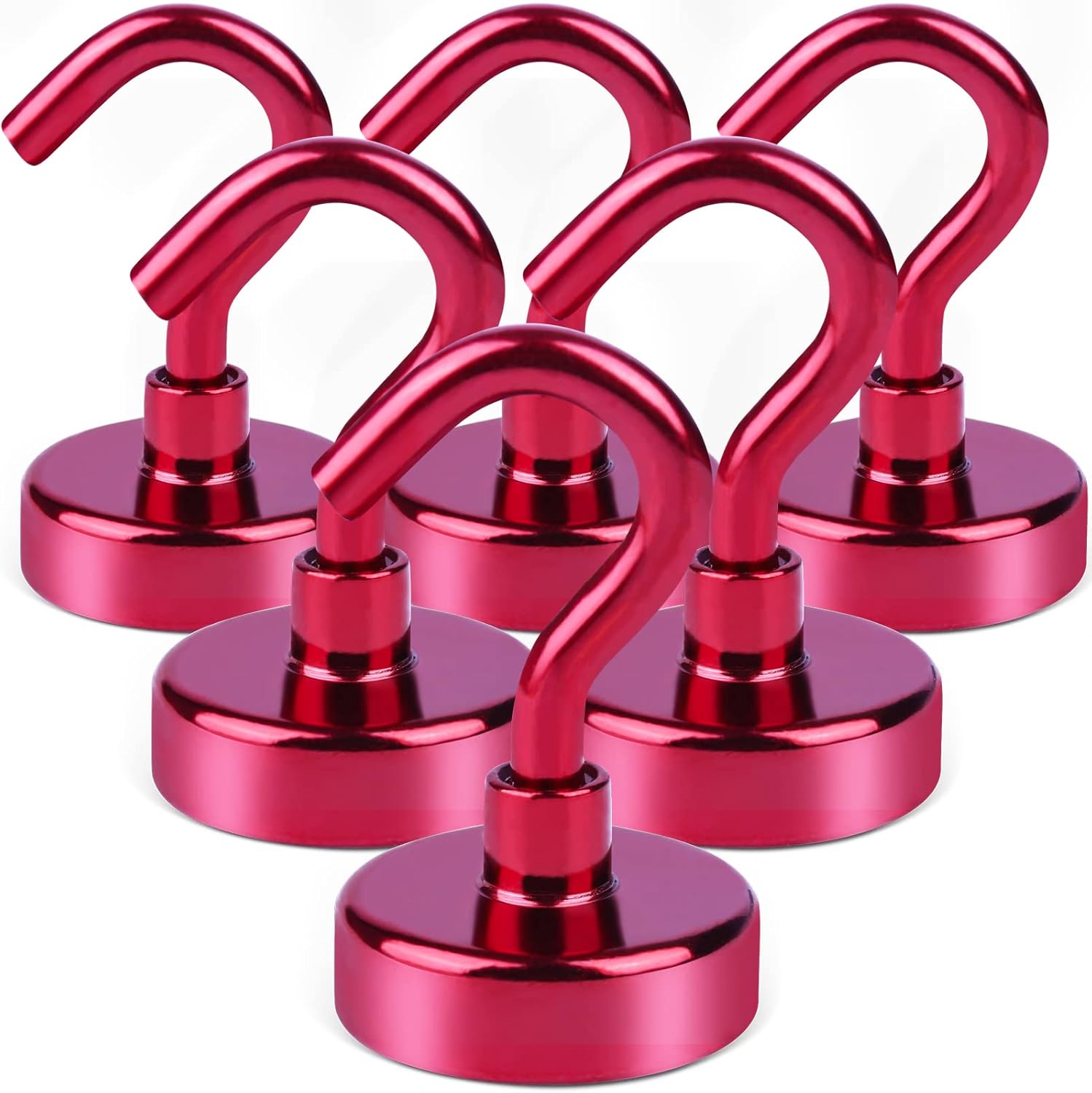 DIYMAG Magnetic Hooks, 30Lbs Strong Heavy Duty Cruise Magnet S-Hooks for Classroom, Fridge, Hanging, Kitchen etc, (6 Pack-Red)