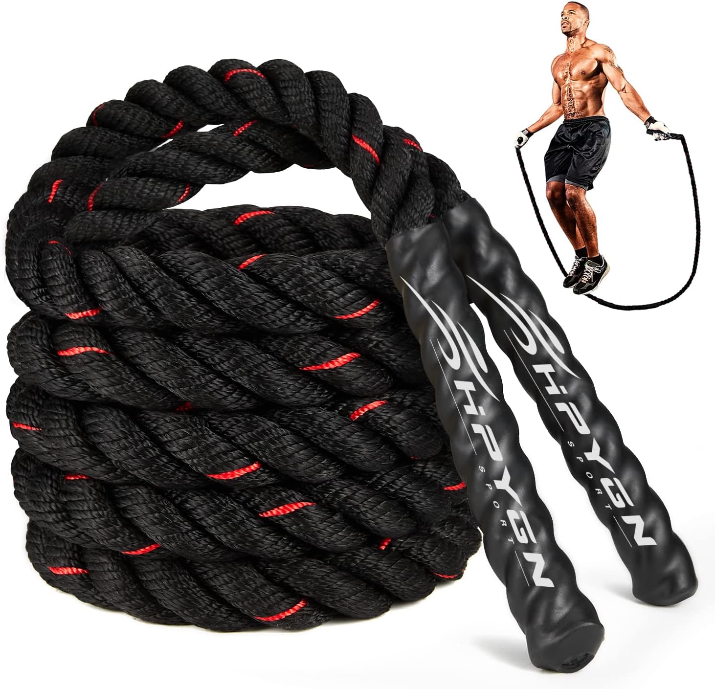 Good weighted rope for work outs. Very durable and sturdy. My son uses it for his workouts warmups as a varsity basketball player.