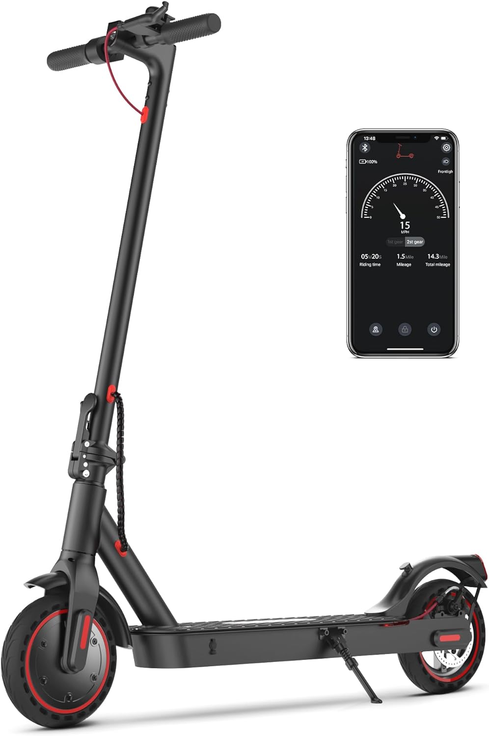 iScooter Electric Scooter, 25/22/18 Miles Range, 25/19/15.6 MPH Top Speed, 800W/500W/350W Foldable Commuting Electric Scooter with Double Braking Systems and APP for Adults and Teens