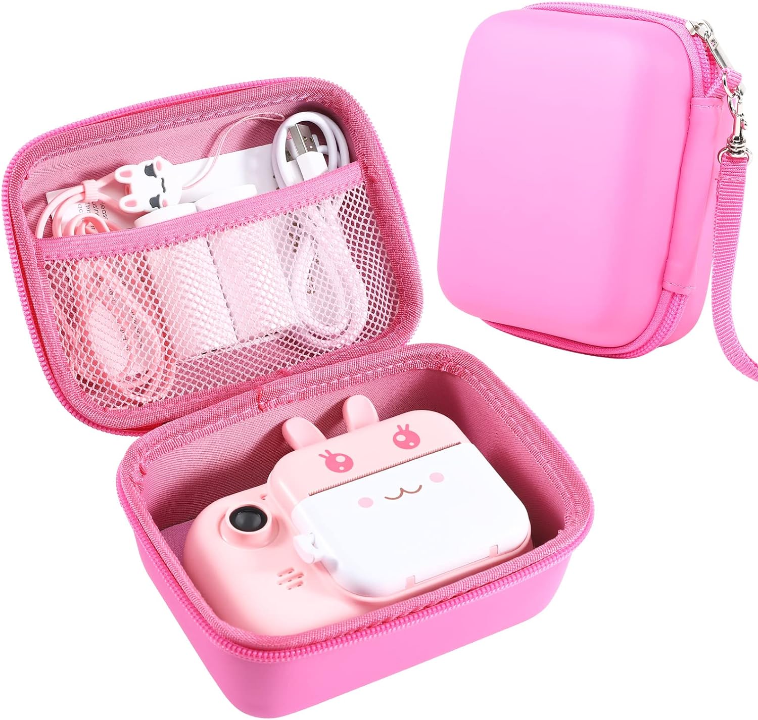 MINIBEAR Kids Camera Case Compatible Kids Camera, Case for Camera for Kids and Kids Action Camera Accessories, 6.1 x 4.9 x 3.4 inch Shockproof Storage Box fits for Most Kids Camera (Pink)