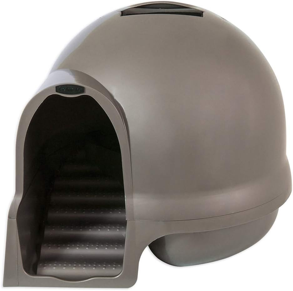 Petmate Booda Clean Step Cat Litter Box Dome (Made in the USA with 95% Recycled Materials)- Brushed Nickel, Made in USA