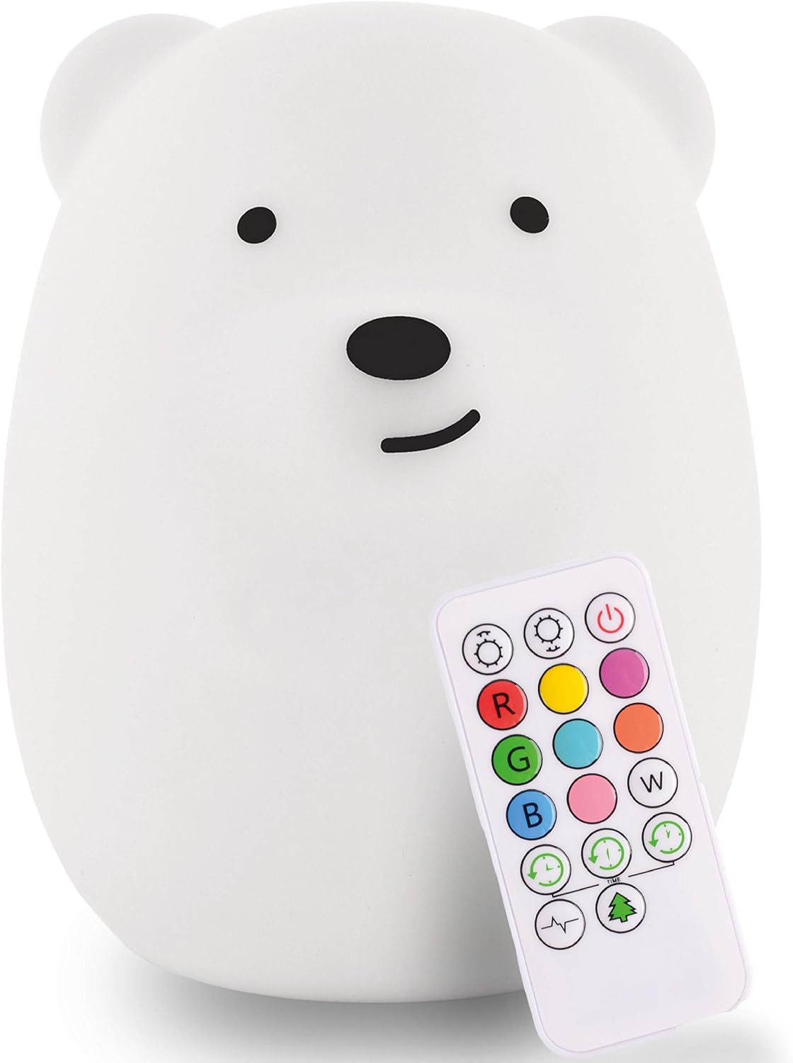 Lumipets Silicone Night Light for Kids, Bear - 9 Soft Colors, Remote Sleep Timer - Rechargeable, Battery-Operated Light for Toddler, Baby, Girls, Boys - Bedroom, Nursery