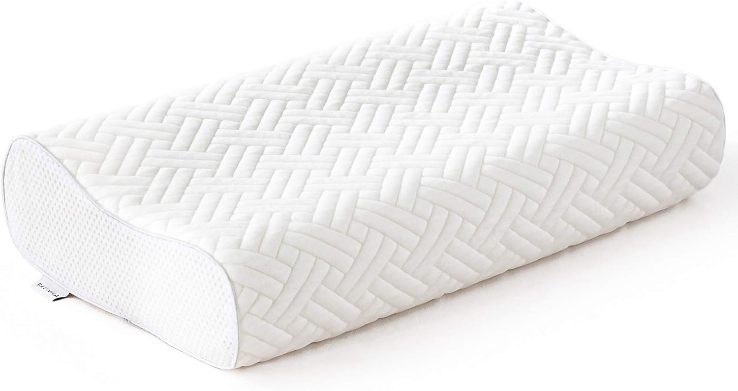 FAUNNA Adjustable Gel Memory Foam Pillow for Sleeping, Orthopedic Contour Firm Foam Pillow for Neck Pain, Neck Support for Back, Stomach, Side Sleepers - Bamboo Washable