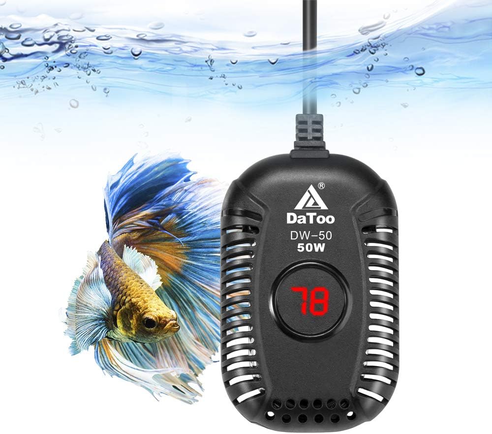 DaToo Small Aquarium Heater 50W Mini Fish Tank Heater 50 Watt Submersible with LED Temperature Display