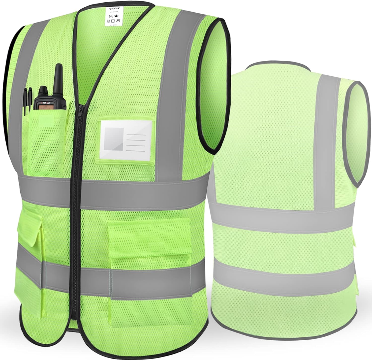 TICONN Reflective Safety Vest High Visibility Class II Mesh Vest for Women & Men Meets ANSI Standards