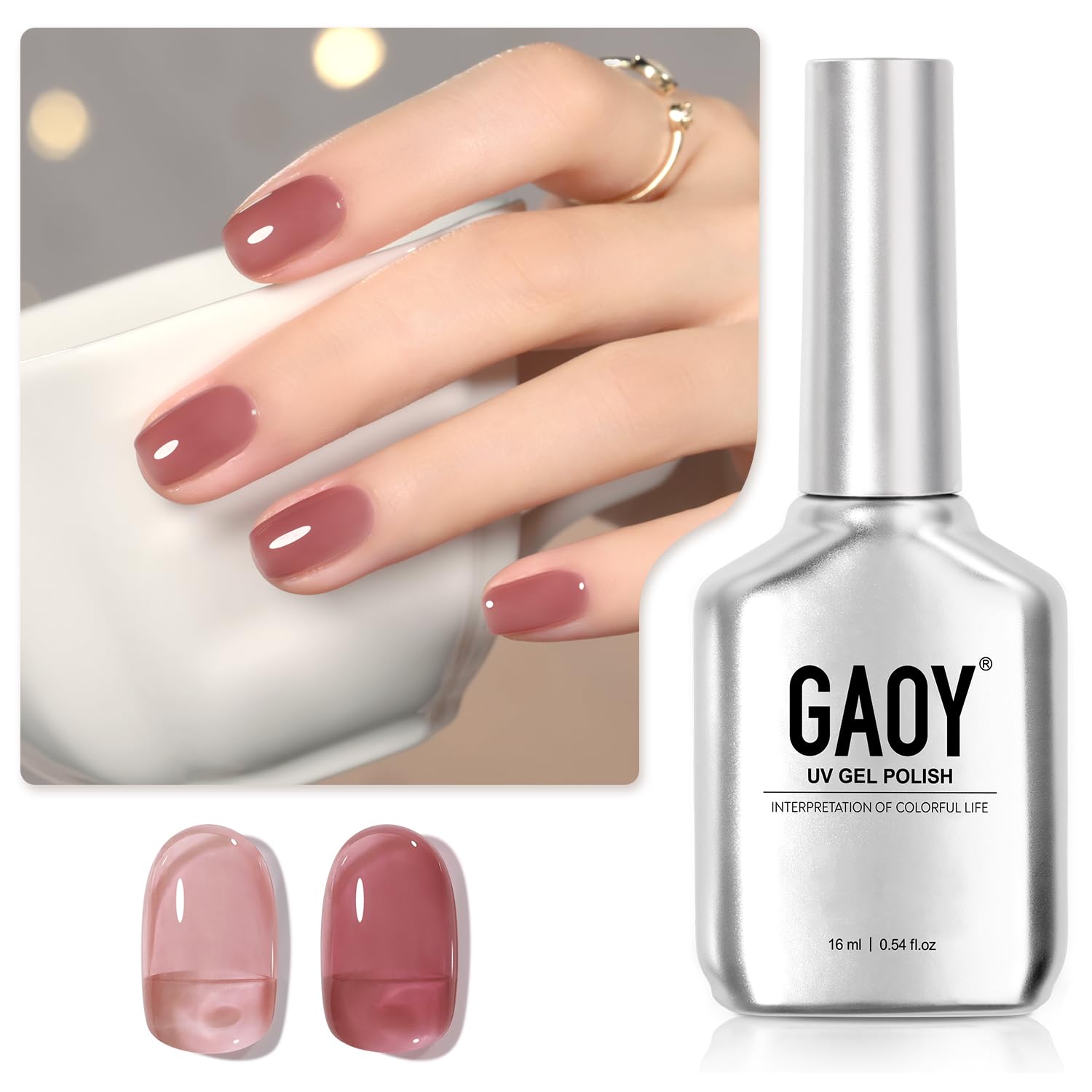 GAOY Jelly Nude Purple Gel Nail Polish, 16ml Sheer Neutral Translucent Soak Off Gel Polish, UV Light Cure for Nail Art DIY, 1720 Blackberry Cocktail