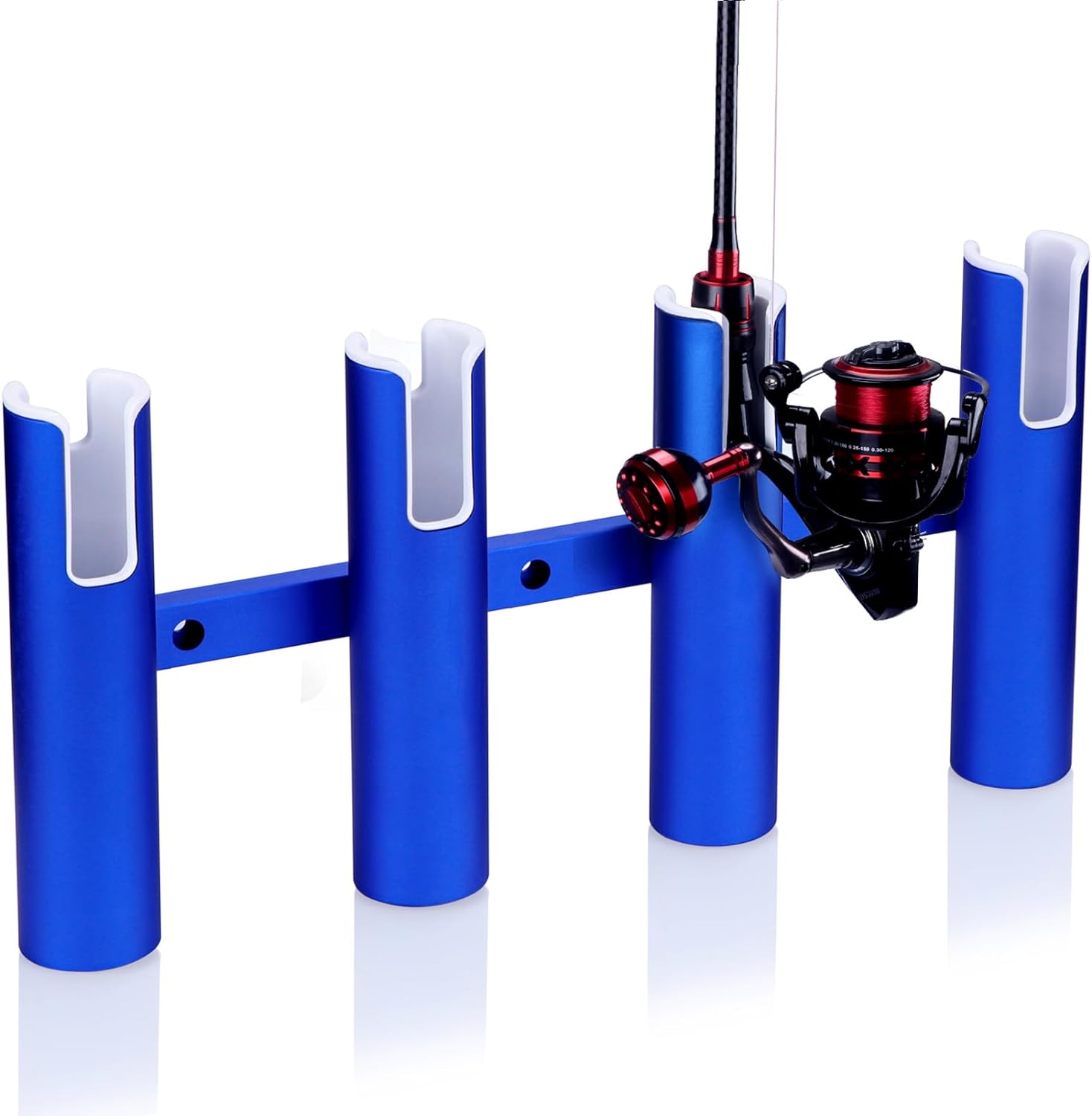 Marinebaby Fishing Rod Holder (Holds 4 Rods) Aluminum, 4 Link Tube Aluminum 4 Rod Rack, Suit Boats & Yacht Blue