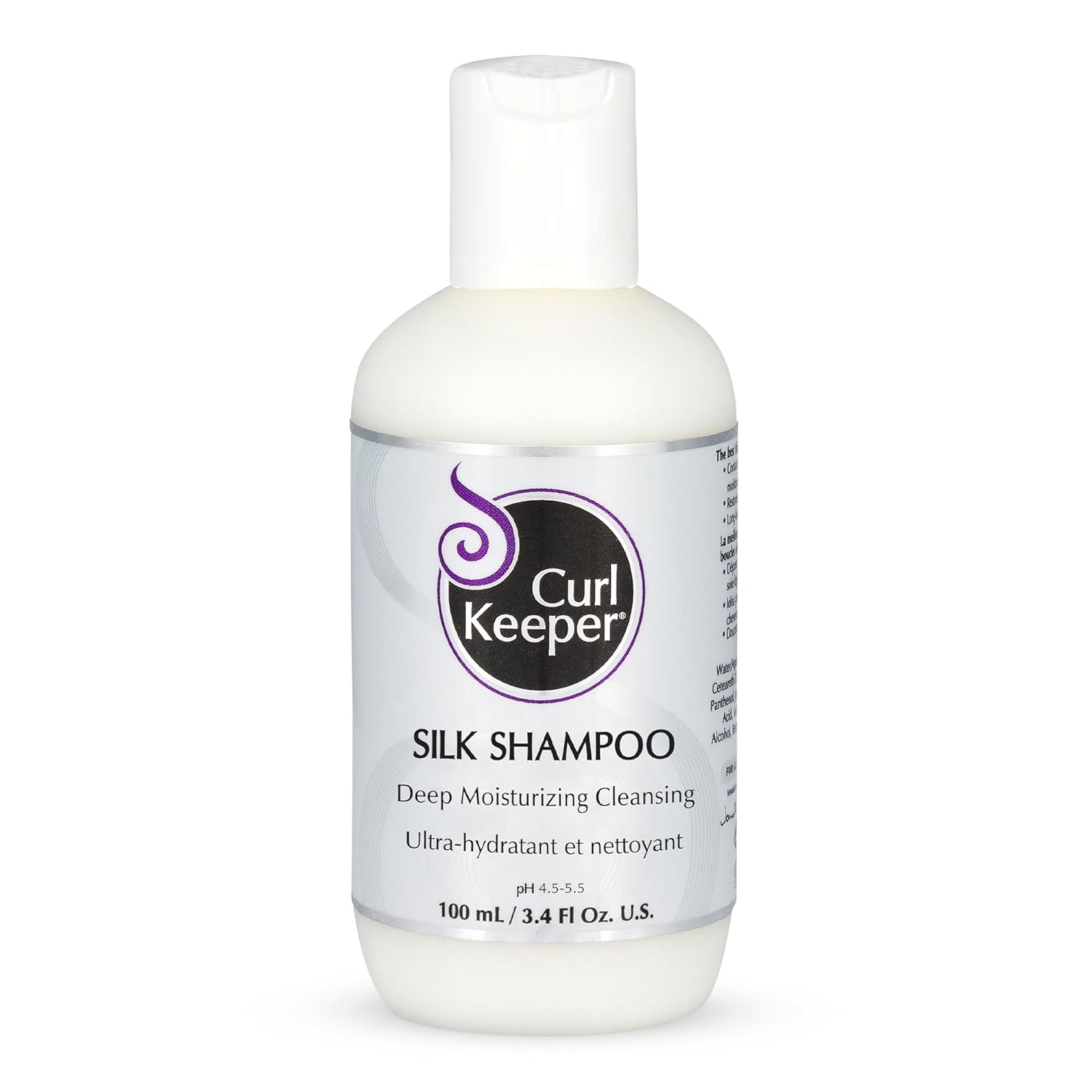 Curl Keeper Silk Shampoo for Curly Hair, 3.8 Fl Oz - Deep Moisturizing & Cleansing Daily Hair Shampoo with Silk Amino Acids for All Curl Types - Water Based & Sulfate Free Shampoo for Men & Women