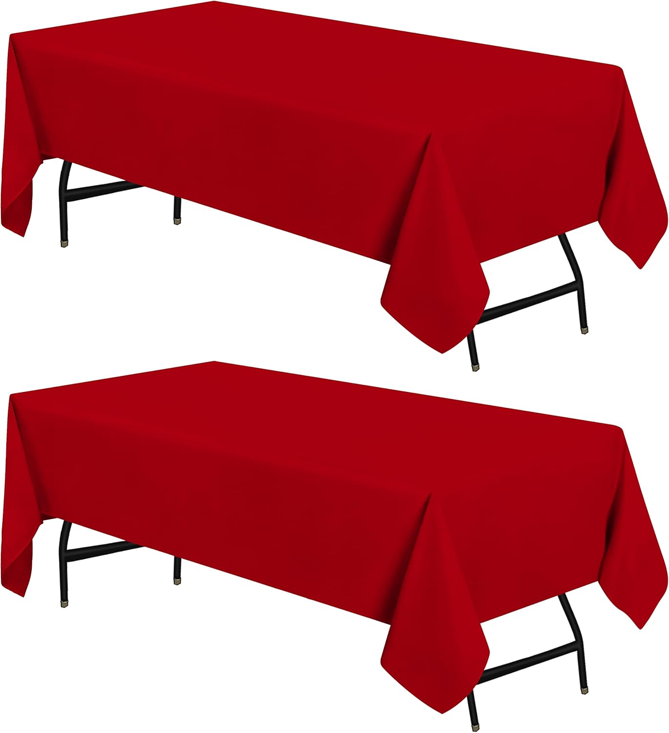 Utopia Kitchen Rectangle Table Cloth 2 Pack [60x102 Inches, Red] Tablecloth Machine Washable Fabric Polyester Table Cover for Dining, Buffet Parties, Picnic, Events, Weddings and Restaurants