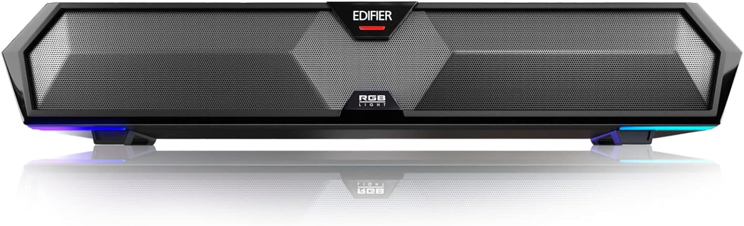 Edifier MG300 Computer Sound Bar: Loud Speakers with Deep Bass - Switch RGB Built-in Microphone for Gaming Speakers Wireless Bluetooth 5.3 & USB Adapter PC Sound Bar for Desktop