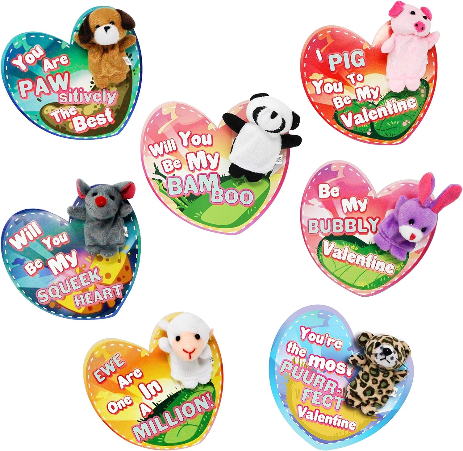 JOYIN+28+Packs+Valentines+Day+Animal+Finger+Puppet+with+Gift+Cards+Set+for+Kids%2c+Party+Favor%2c+Classroom+Exchange+Prizes%2c+Valentine%ef%bf%bd%ef%bf%bds+Greeting+Cards%2c+Stressrelief+Hand+Puppets%2c+Holiday+Reward+Prizes