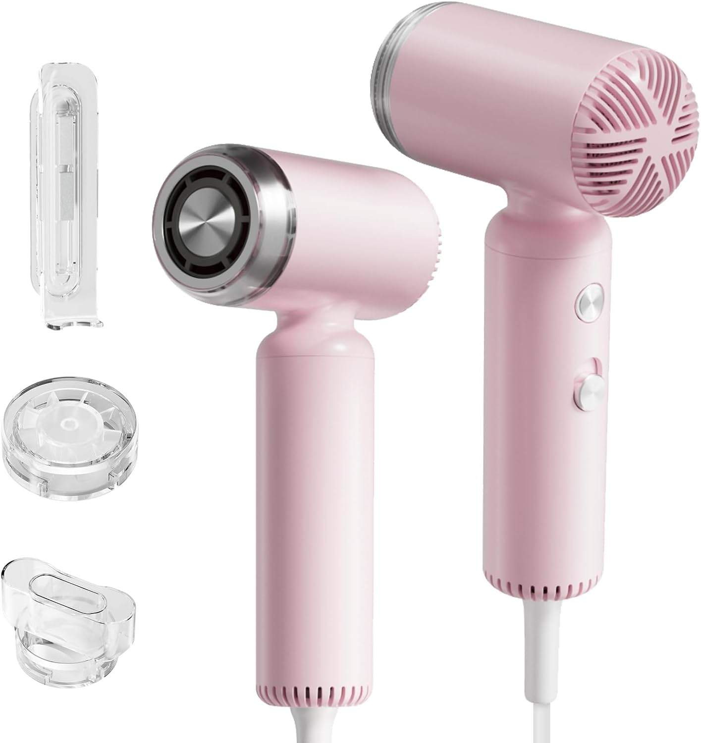 Hair Dryer, [Super Mini] Ionic High-Speed Blow Dryer 110V Travel 200 Million Negative Ions, 110,000RPM Brushless Motor for Home Salon Fast Drying Portable Lightweight, Pink