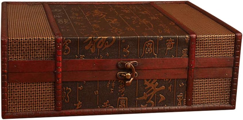 Cabilock Necklace Organizer Wooden Desktop Storage Boxes Wood Treasure Box for Books Jewelry Document Box without Lock (Chinese Style) Handmade Earrings