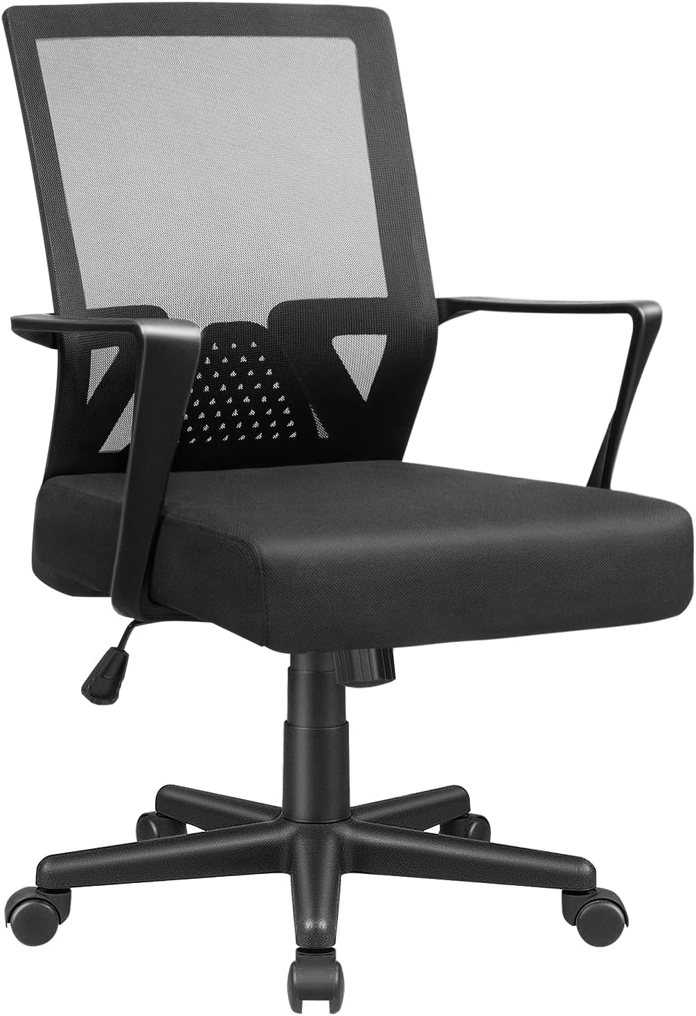 Furmax Office Chair Ergonomic Chair with Lumbar Support, Mid Back Computer Desk Chair Adjustable Height, Mesh Swivel Task Chair Humanized Breathable Chair with Armrests (Black)