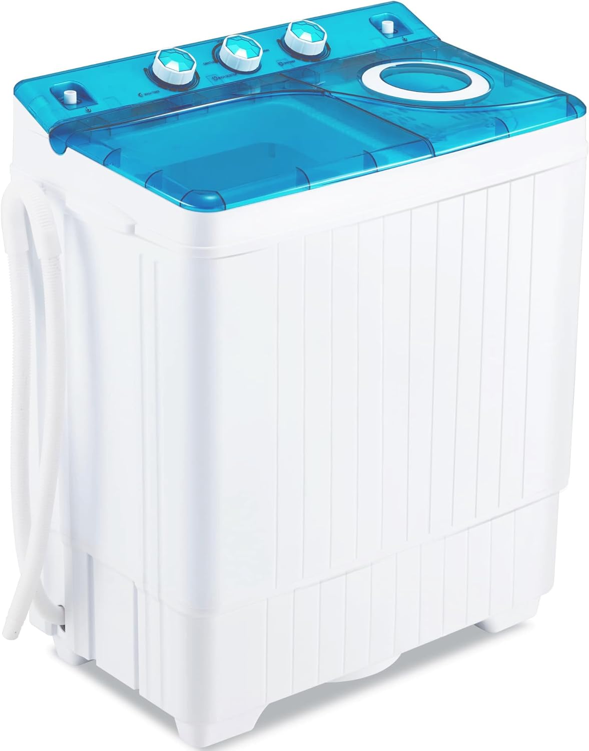 Portable Washing machine 26Lbs Capacity Mini Washer and Dryer Combo Compact Twin Tub Laundry Washer(18Lbs) & Spinner(8Lbs) with Built-in Gravity Drain,Low Noise for Apartment,Dorms,RV Camping, BLUE