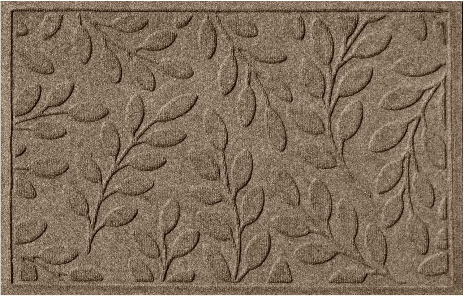 Bungalow Flooring Waterhog Door Mat, 2' x 3', Made in USA, Durable and Decorative Floor Covering, Skid Resistant, Indoor/Outdoor, Water-Trapping, Brittney Leaf Design, Camel