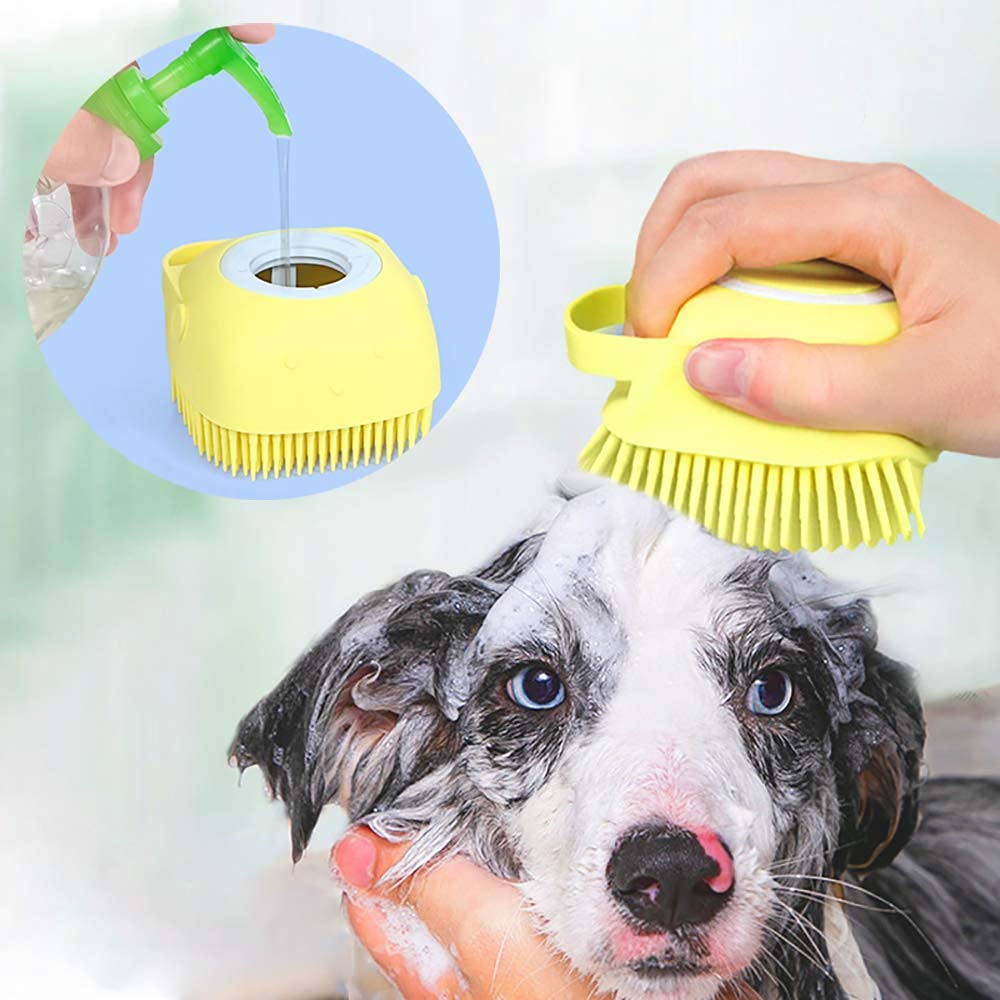 DUALSHINE Upgraded Dog Bath Brush,Dog Scrubber Best Pet Bathing Tool for Dogs, Dog Wash Scrub Soft Silicone Dog Grooming Brush Bristles with Loop Handle Give Pet Gentle Massage,Extra Shampoo