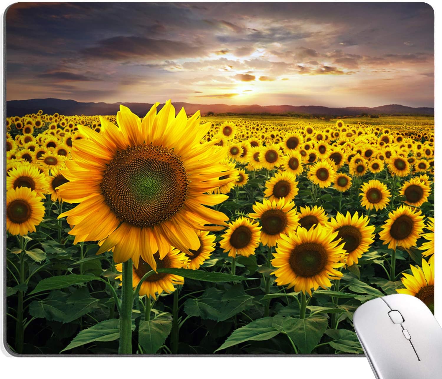 Sunflower Mouse Pad, Floral Square Mouse Pads Gift for Her, Mouse Mat Square Waterproof Mousepad Non-Slip Rubber MousePads for Office Laptop, 9.5"x7.9"x0.12" Inch