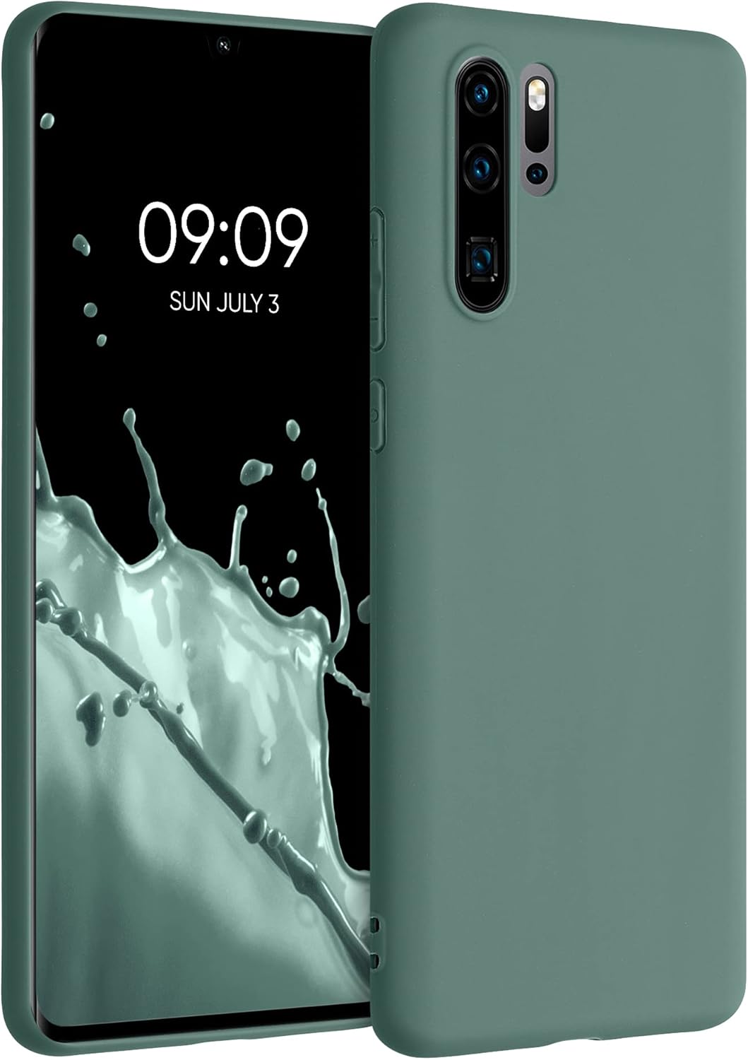 kwmobile Case Compatible with Huawei P30 Pro Case - Soft Slim Protective TPU Silicone Cover - Forest Green